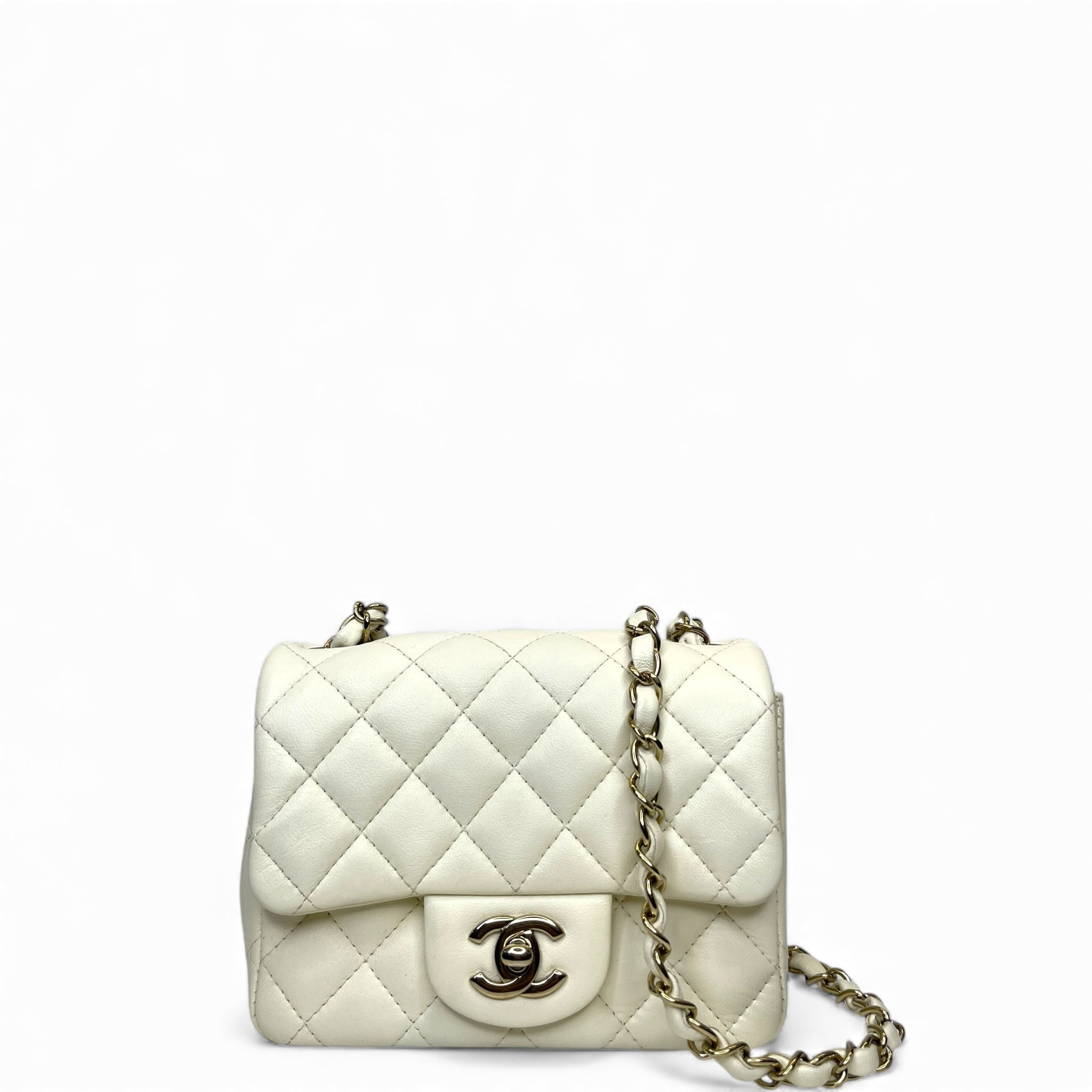 Chanel Mini Classic Flap Bag White GHW