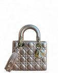 Dior Lady Dior My ABCDior Pale Gold-Tone Small Metallic Cannage Calfskin