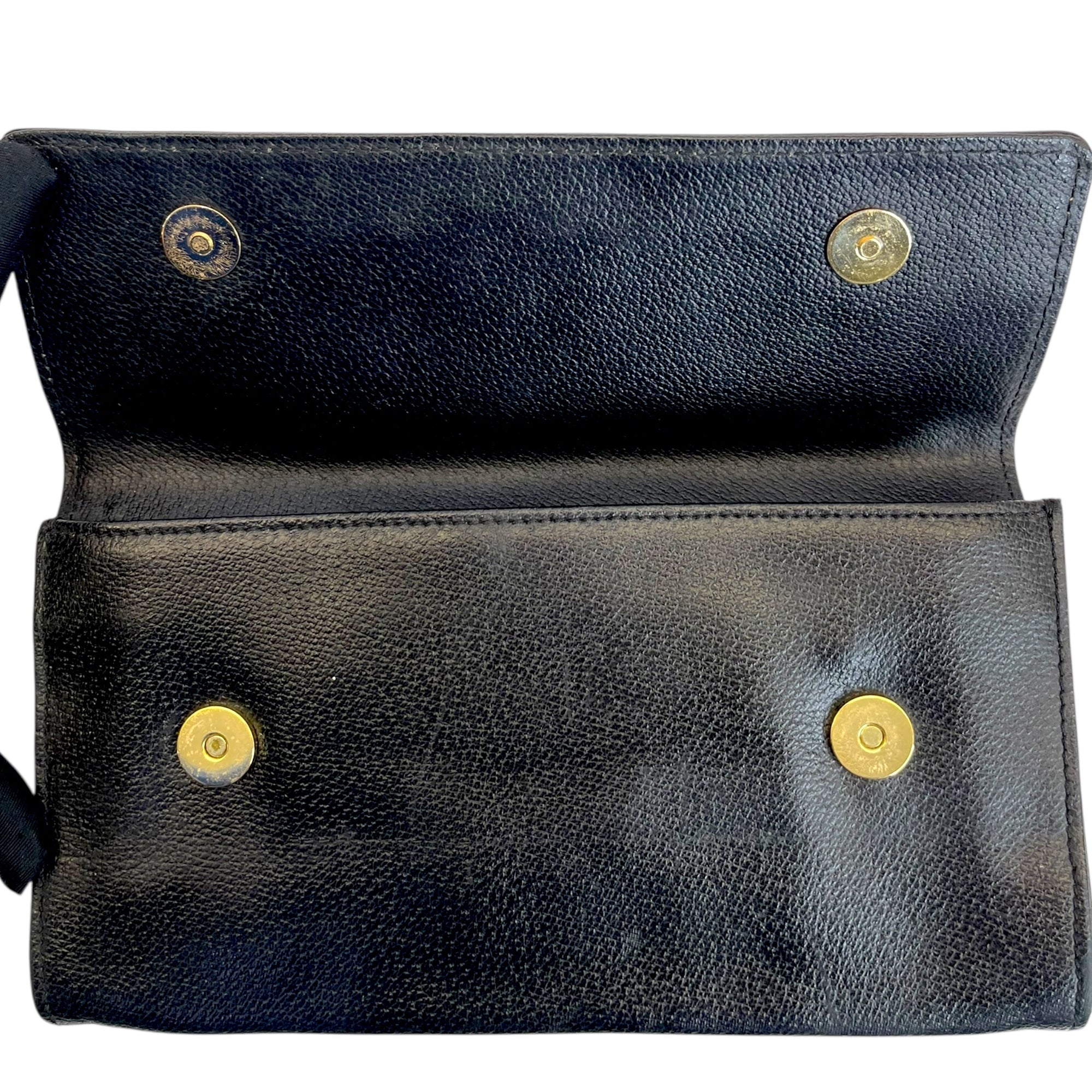 Versace Gold-tone Medusa Head Emblem Black Leather Wallet