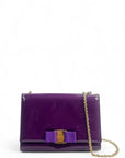 Salvatore Ferragamo Vara Ginny Bow Bag Purple Patent Leather