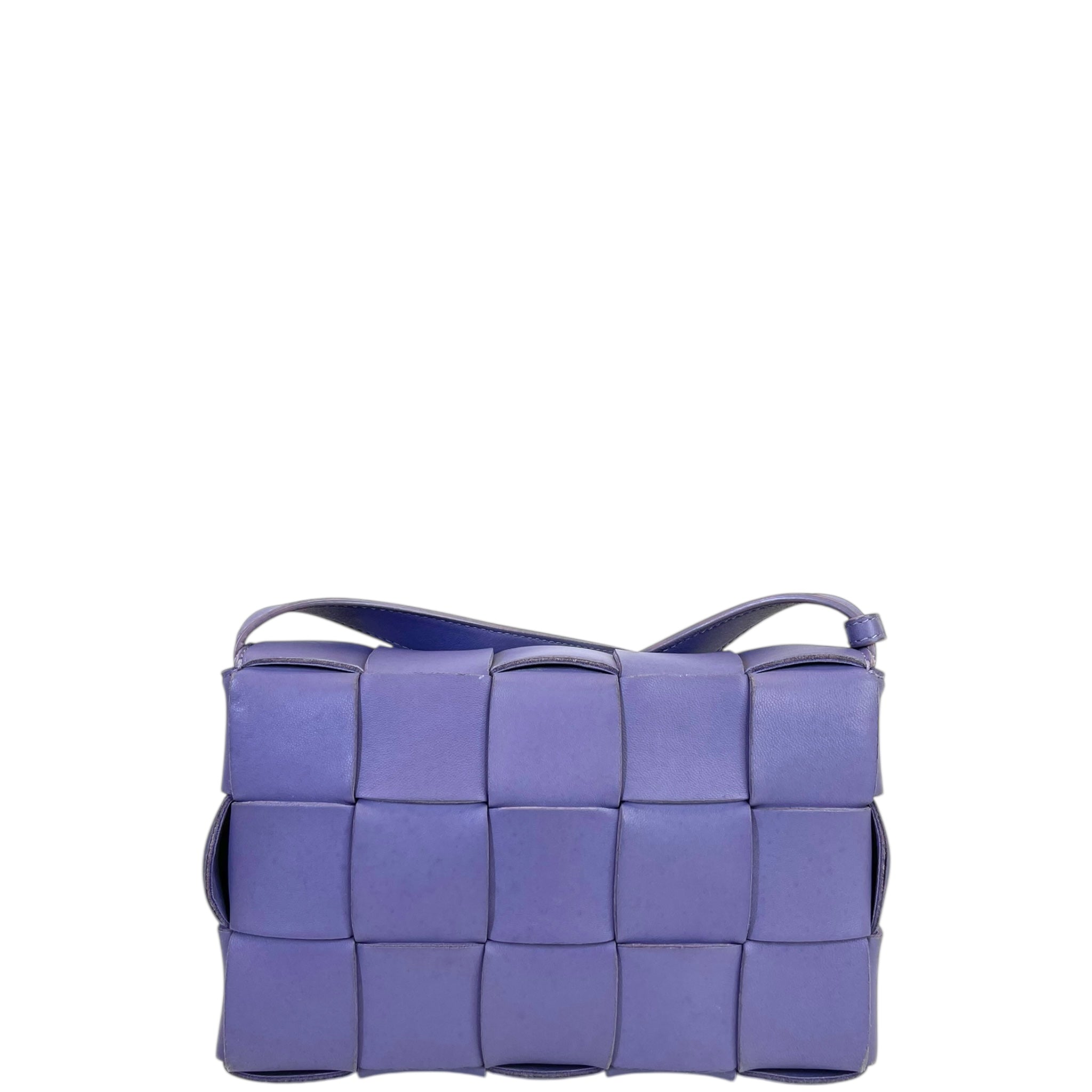 Bottega Veneta Small Cassette Shoulder Bag Purple Leather