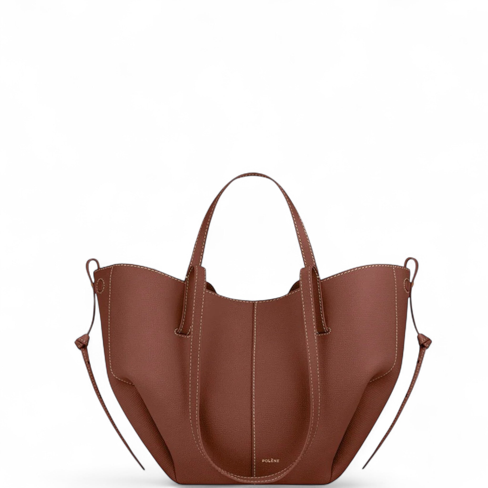 Polène Cyme Mini Cognac Textured Leather