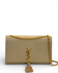 Saint Laurent Kate Tassel Bag Beige Croc Embossed Leather