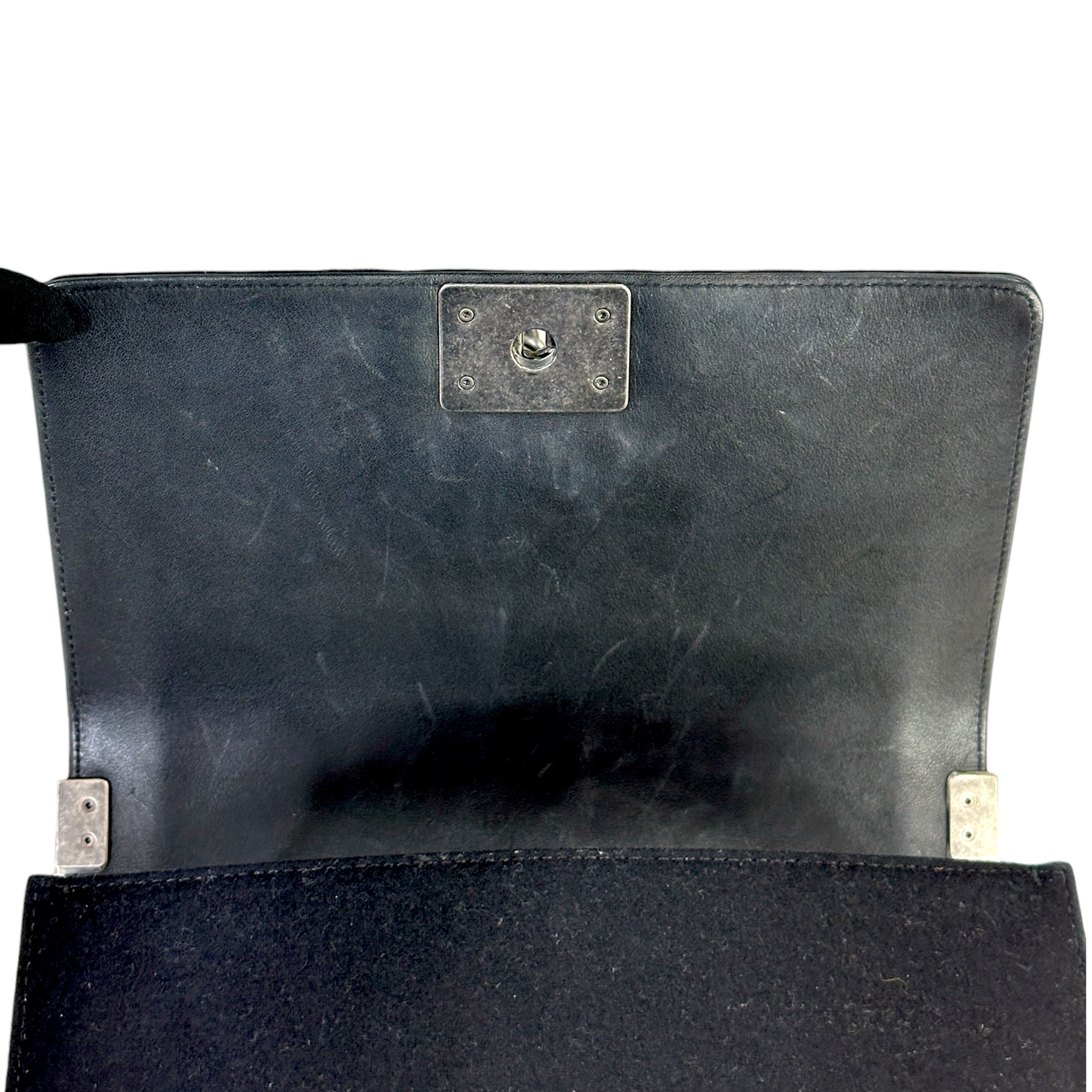 Chanel Mosaic Boy Bag Medium Black Quilted Wool