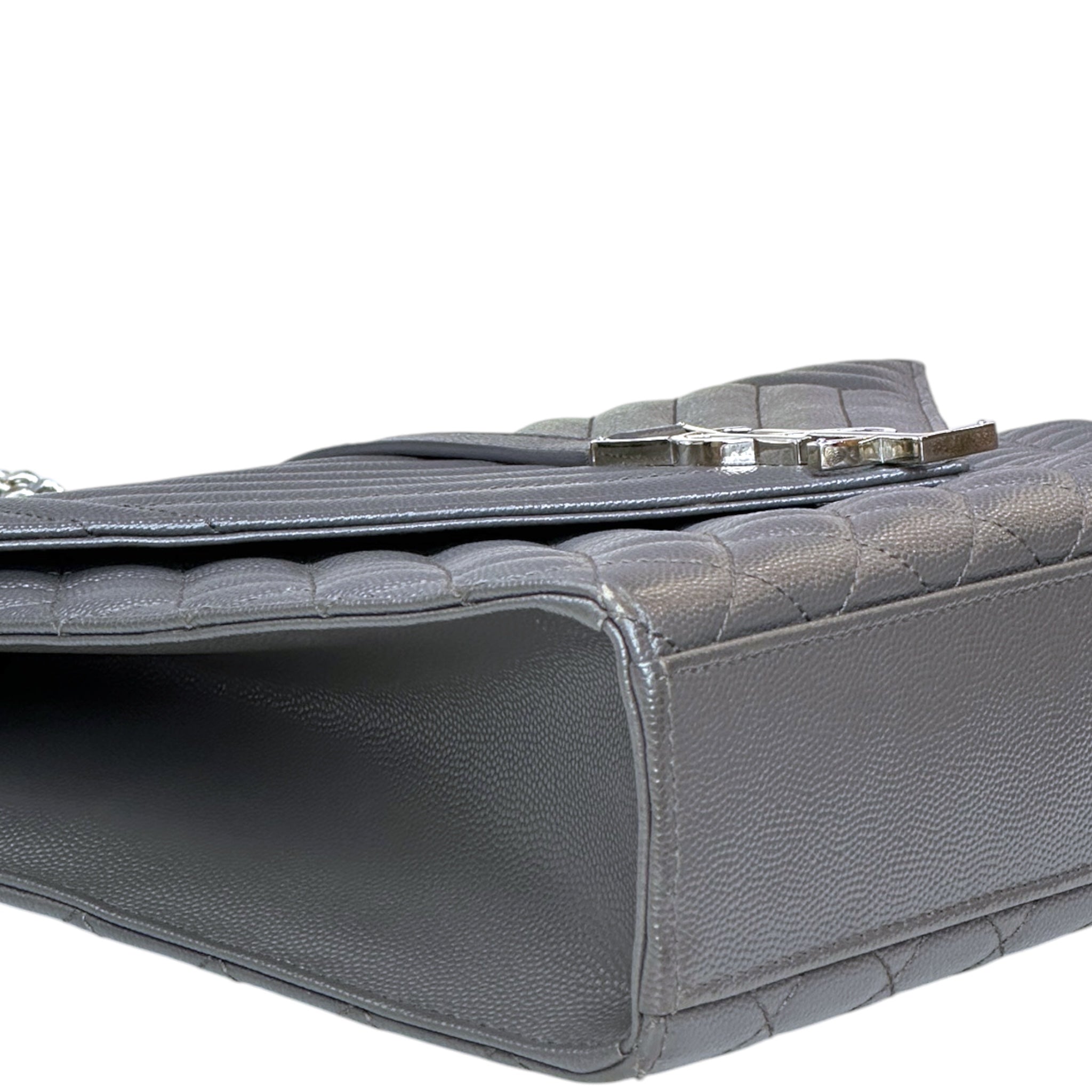 Saint Laurent Envelope Shoulder Bag Grey Quilted Grain De Poudre