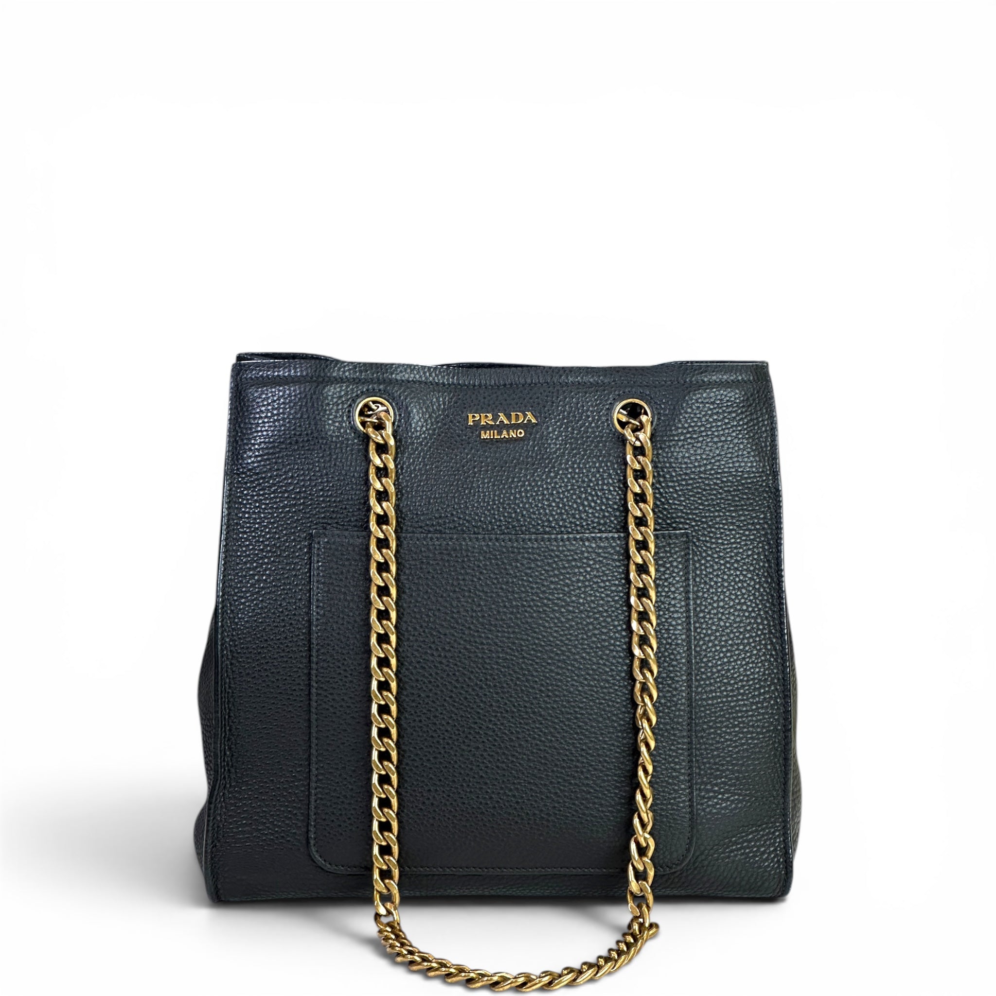 Prada Vitello Daino Leather Chain Shopper Tote