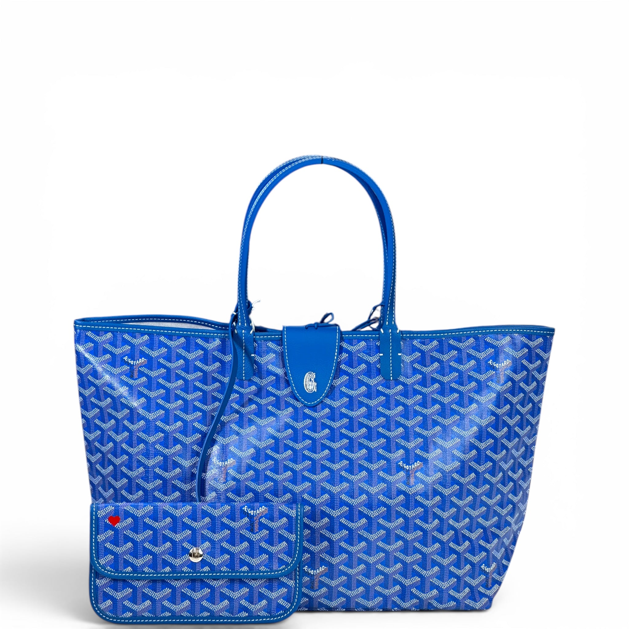 Goyard St Louis PM Tote Sky Blue Goyardine Magnetic Closure
