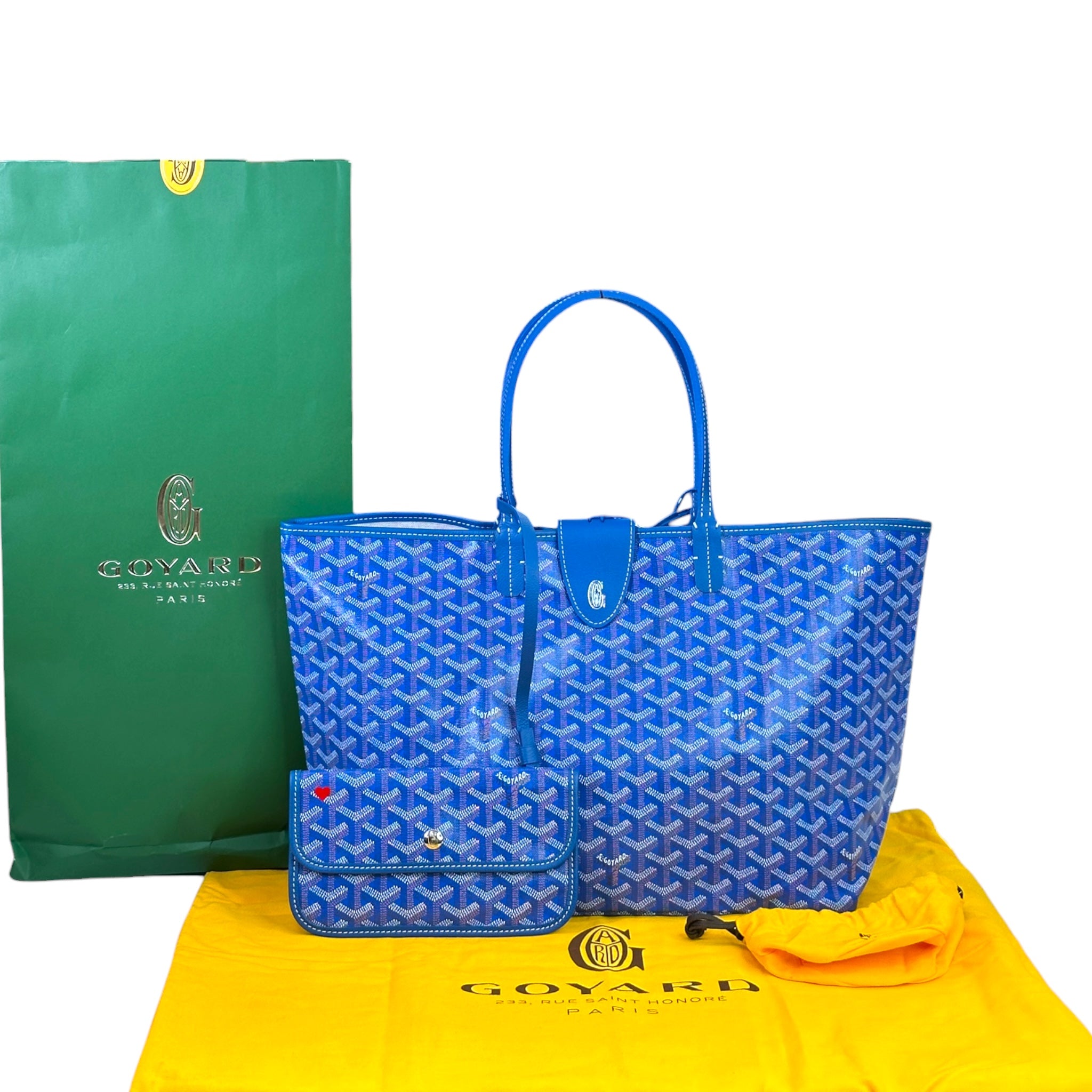Goyard St Louis PM Tote Sky Blue Goyardine Magnetic Closure
