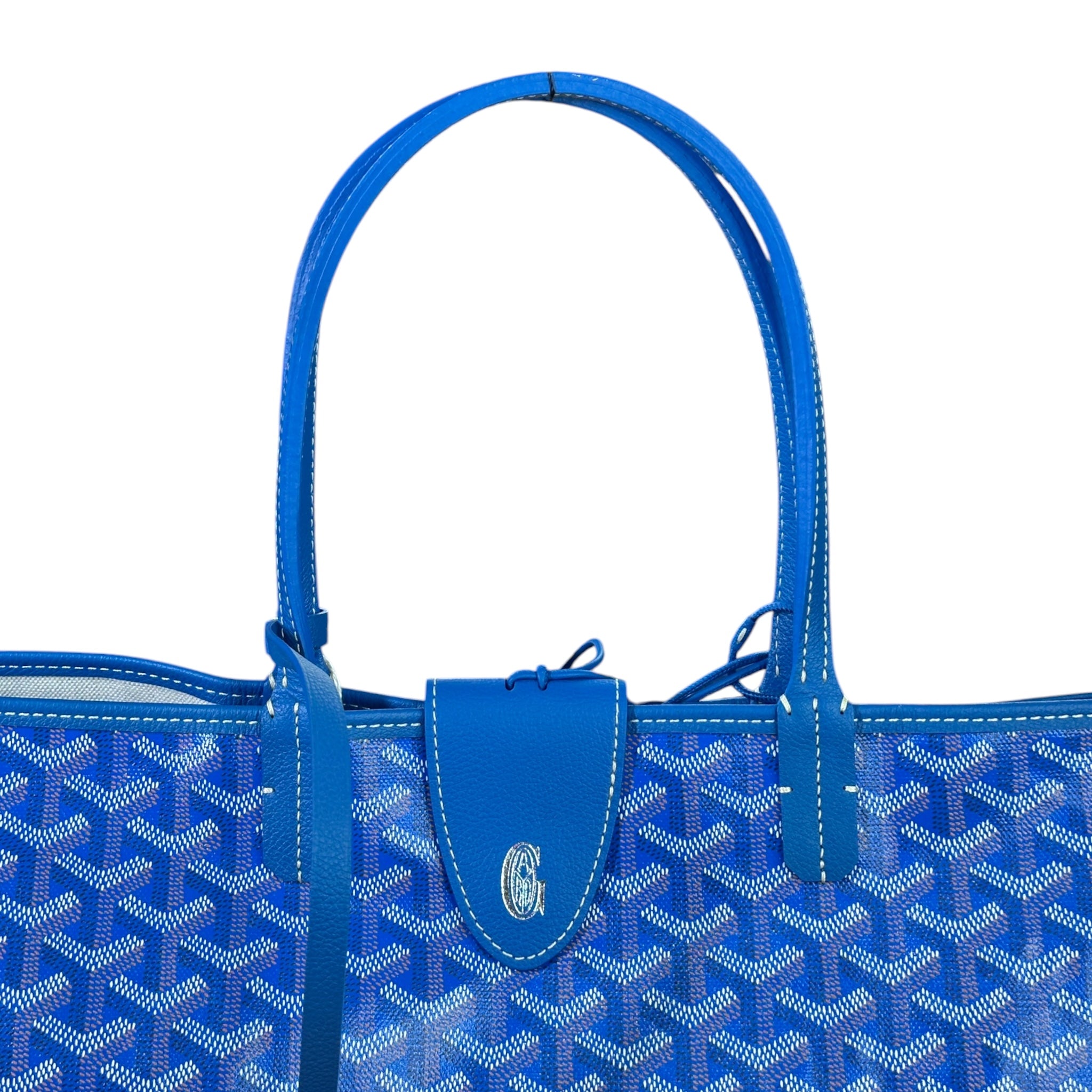 Goyard St Louis PM Tote Sky Blue Goyardine Magnetic Closure