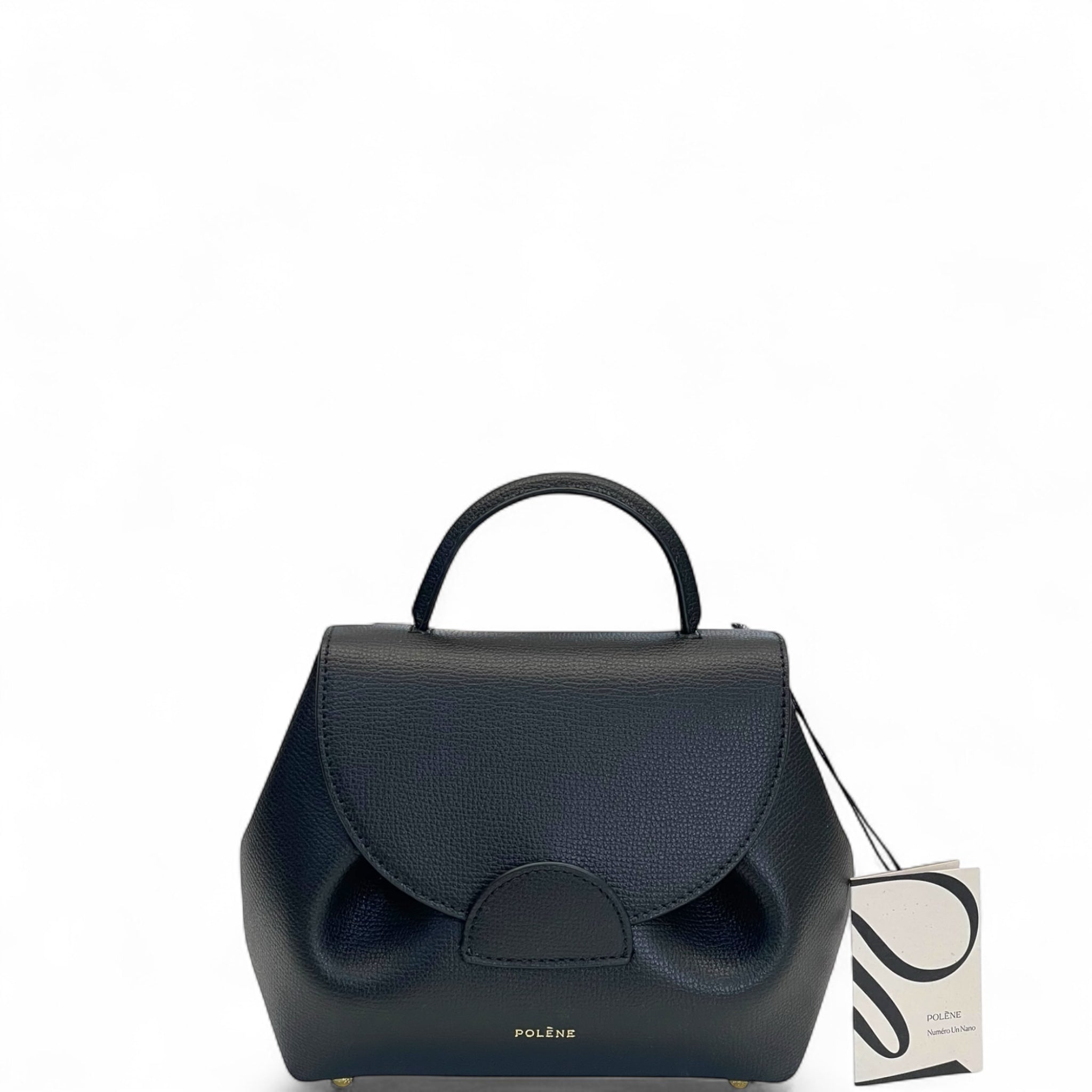 Polène Numéro Un Nano Black Textured Leather