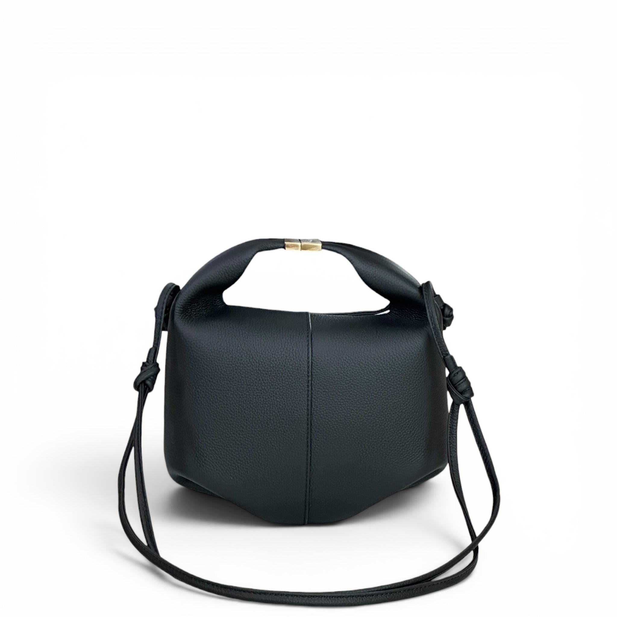 Polene Beri Textured Black Calf Leather