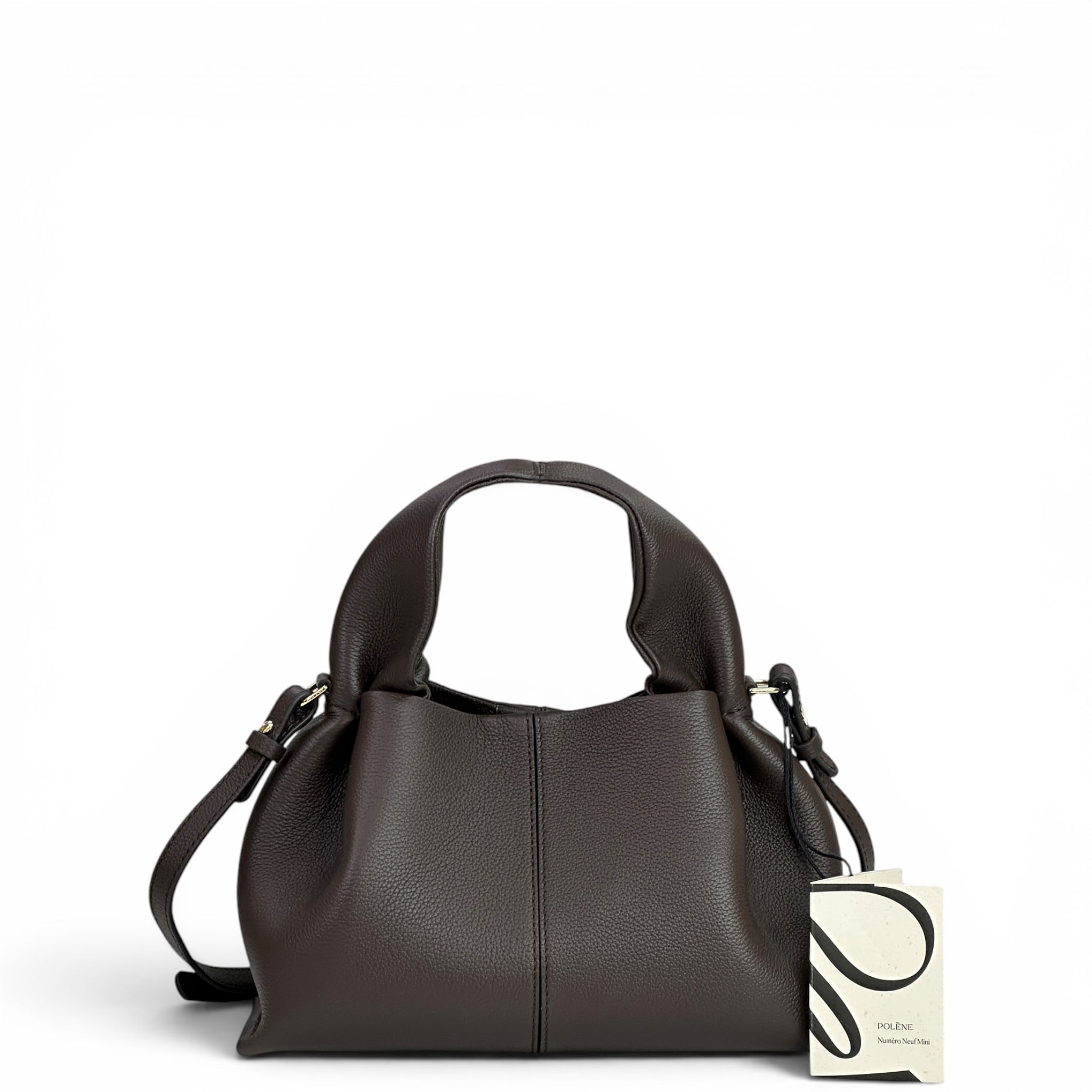 Polene Numero Neuf Mini Ebony Textured Leather