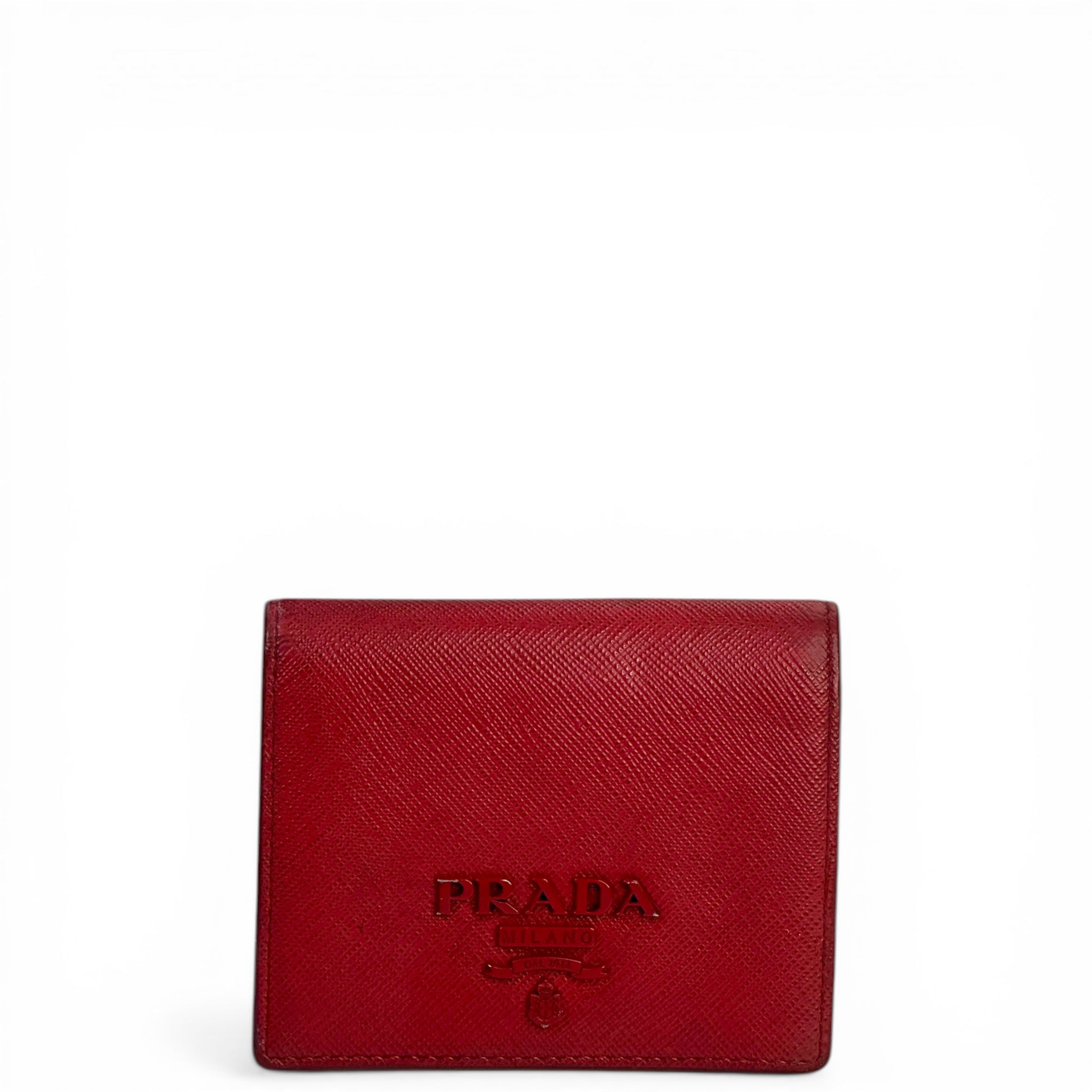Prada Card Holder Red Saffiano Leather