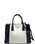 Prada Double Zip Tote Black/White Saffiano Leather