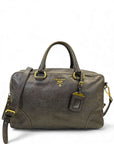 Prada Grey Vitello Shine Bauletto Bag
