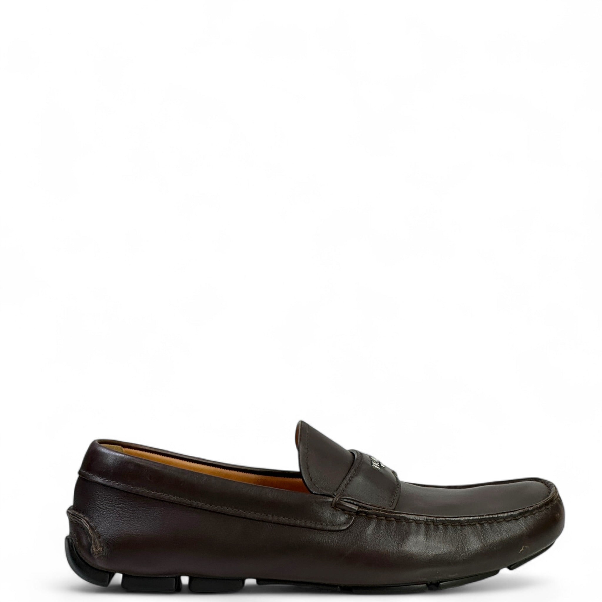 Prada Men's Loafers Brown Leather Size 9.5
