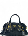 Prada Tessuto Gaufre Satchel Black Nylon Bag