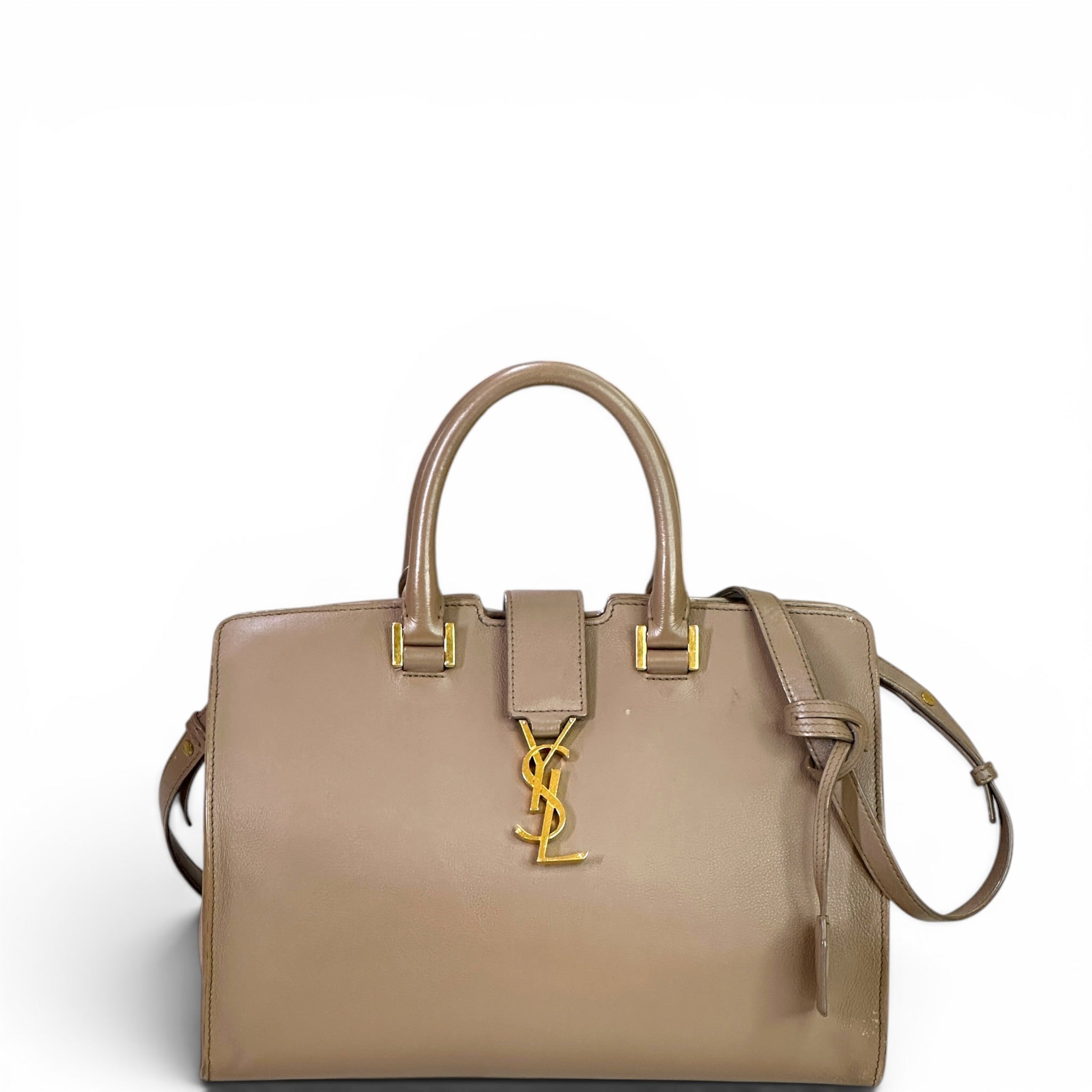 Saint Laurent Cabas Bag Small Monogram Gray Calfskin Leather