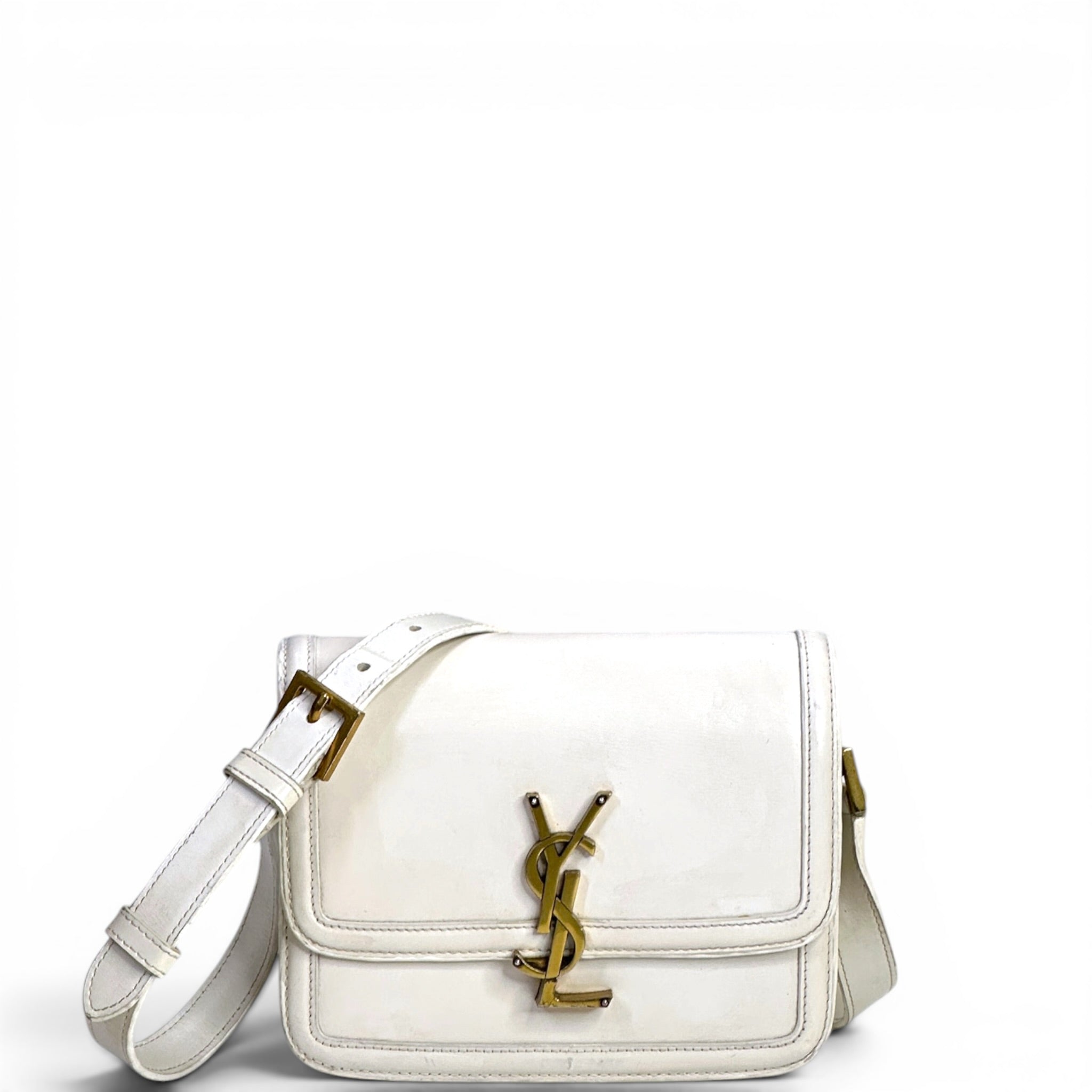 Saint Laurent Solferino Small Satchel White Smooth Leather
