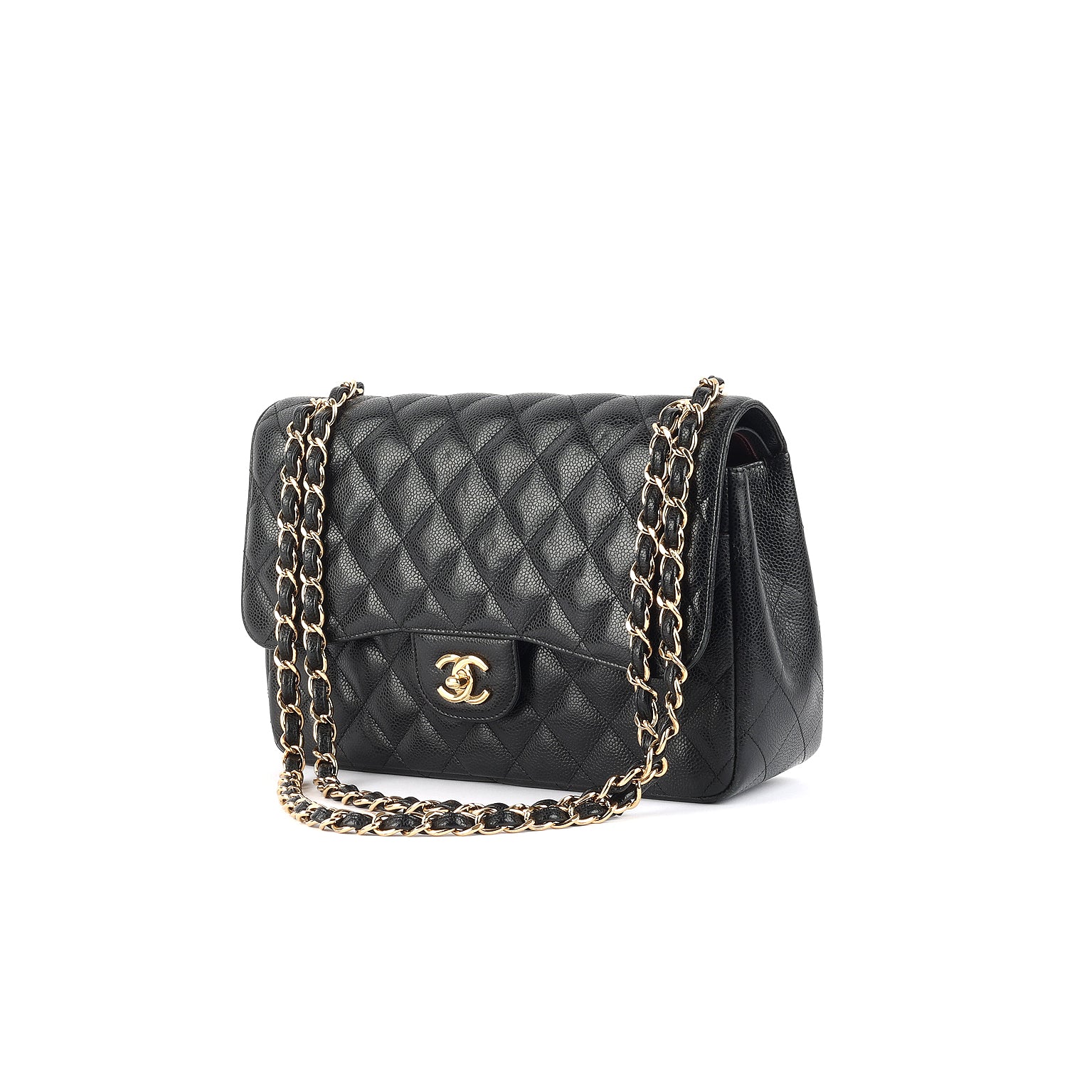 Caviar Quilted Jumbo Double Flap Black