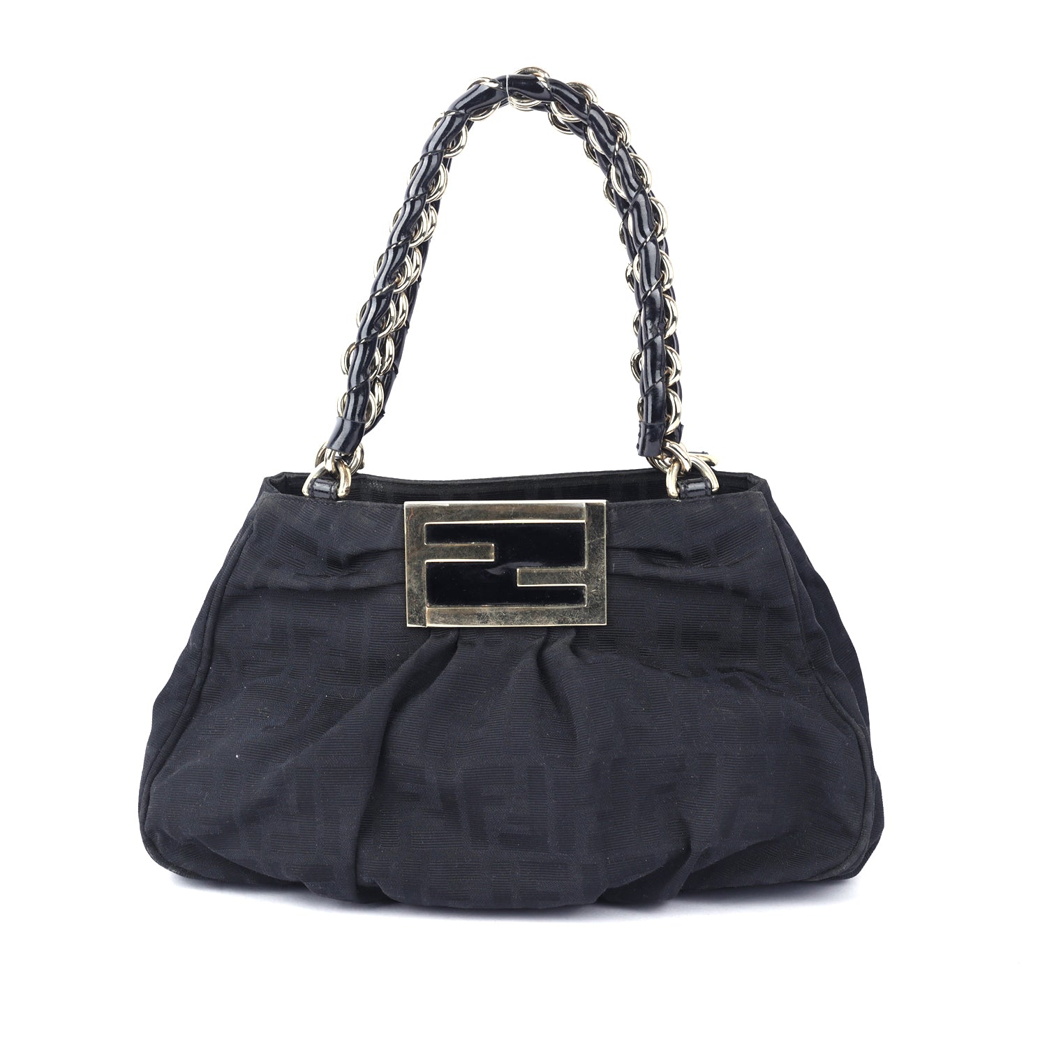 Canvas &amp; Patent Leather Mia Shoulder Bag