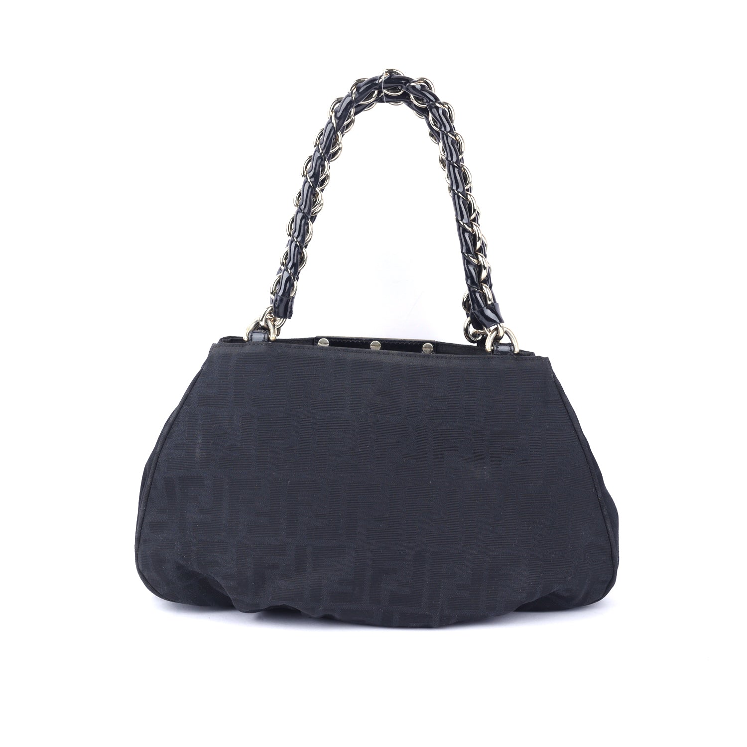 Canvas &amp; Patent Leather Mia Shoulder Bag