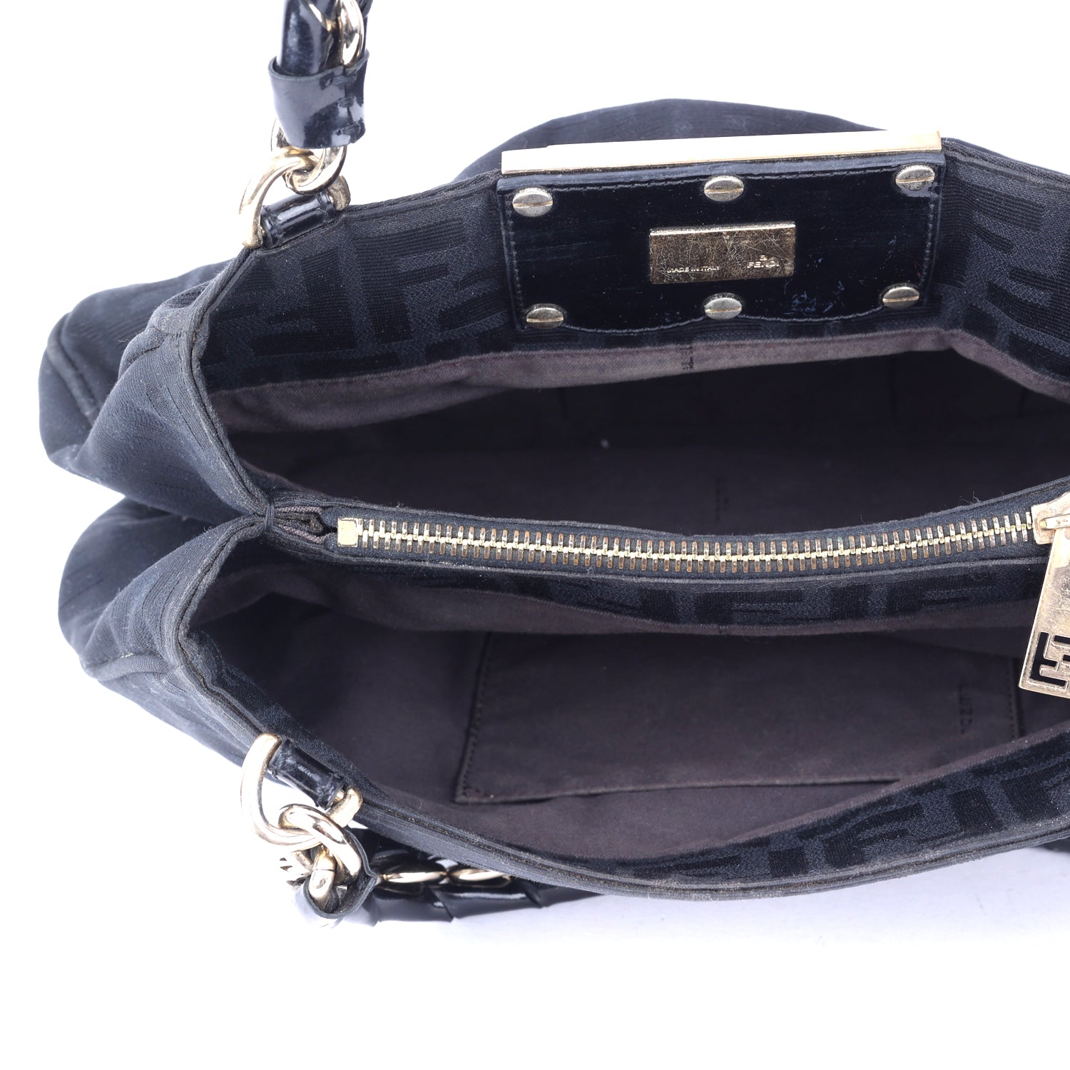 Canvas &amp; Patent Leather Mia Shoulder Bag