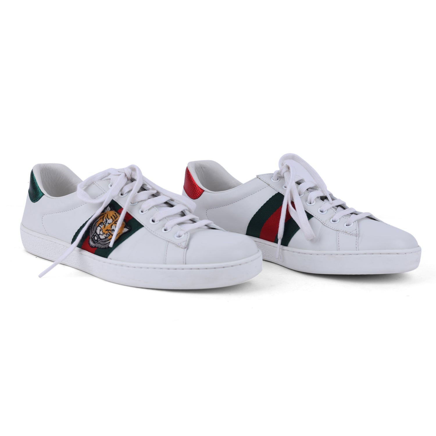 Gucci Leather Ace Embroidered Tiger Low Top Sneakers