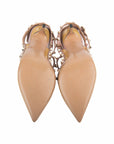 Beige Patent Leather Pockstud Ankle Strap Sandals-37.5"