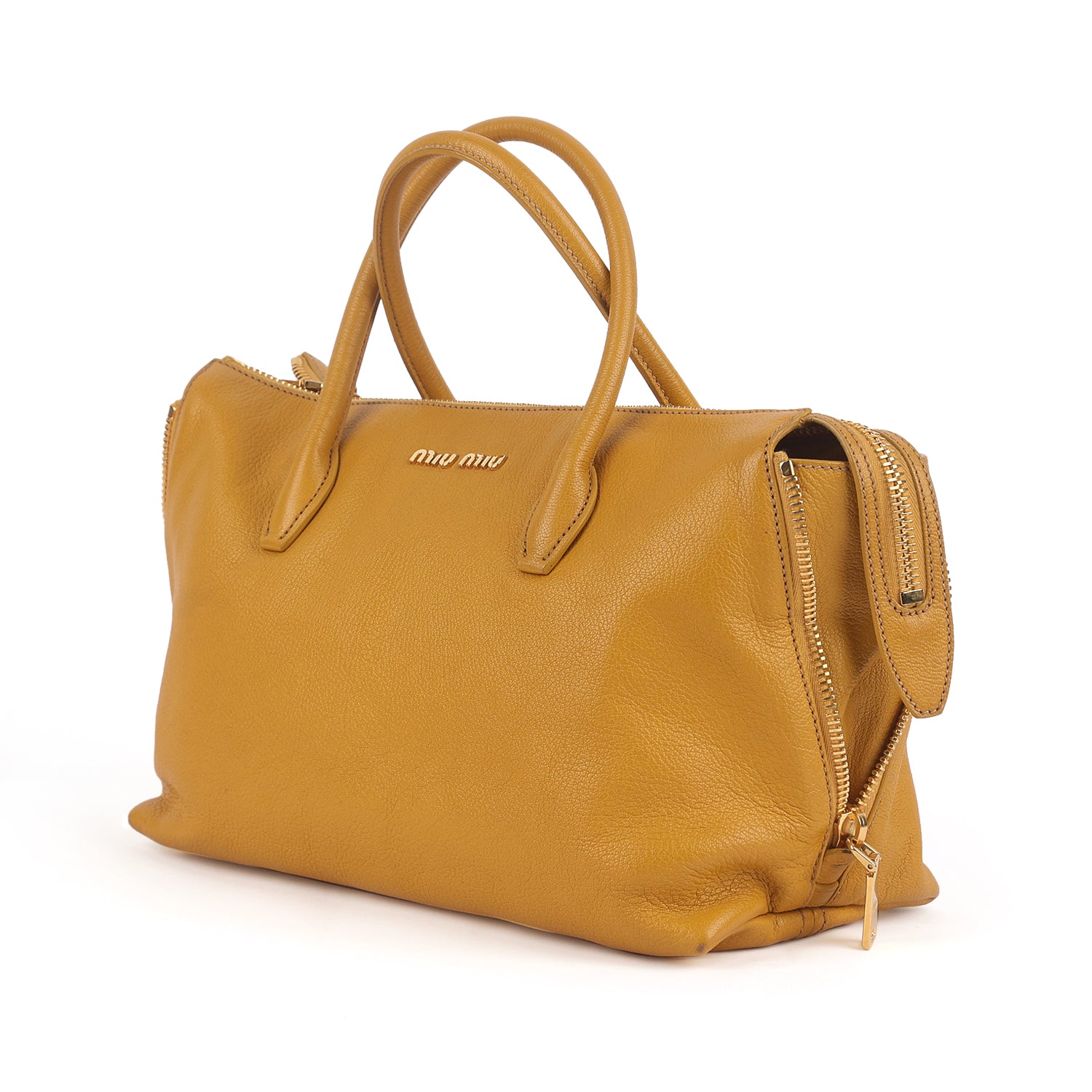 Yellow Pebbled Leather Goatskin Bag