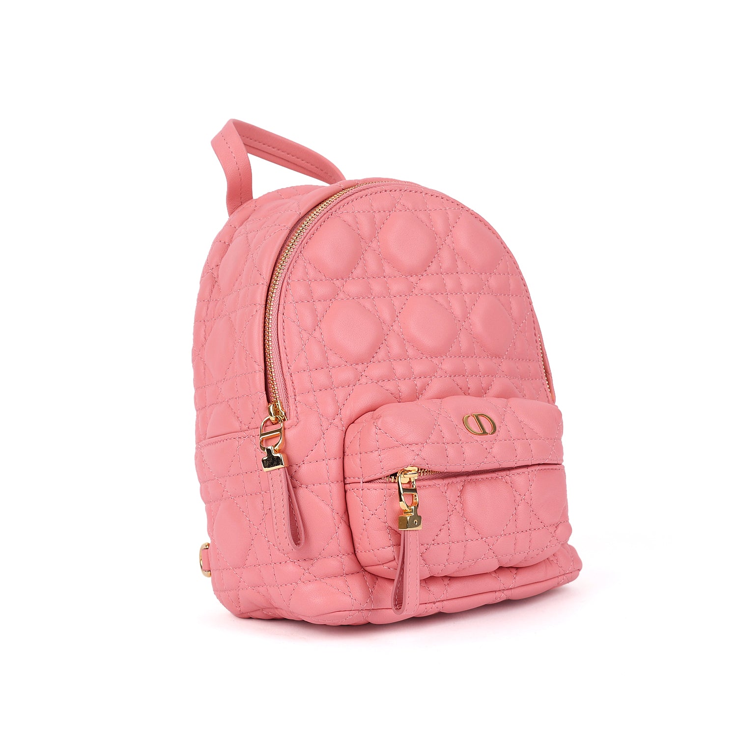 Lambskin Cannage Mini Backpack Pink