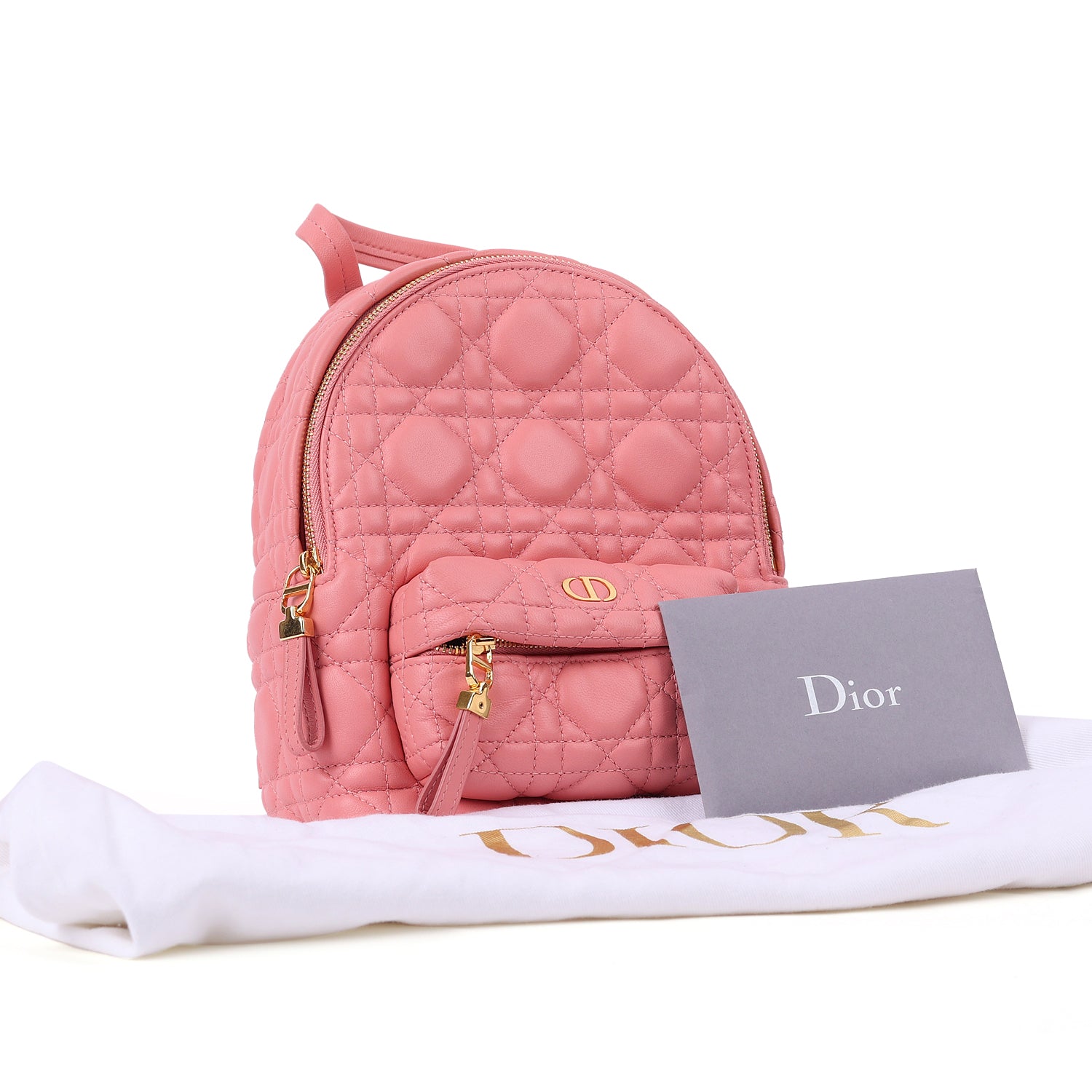 Lambskin Cannage Mini Backpack Pink