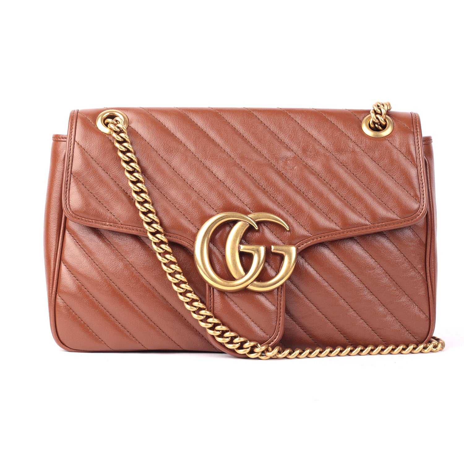 Gucci Diagonal Quilted Leather GG Marmont Bag