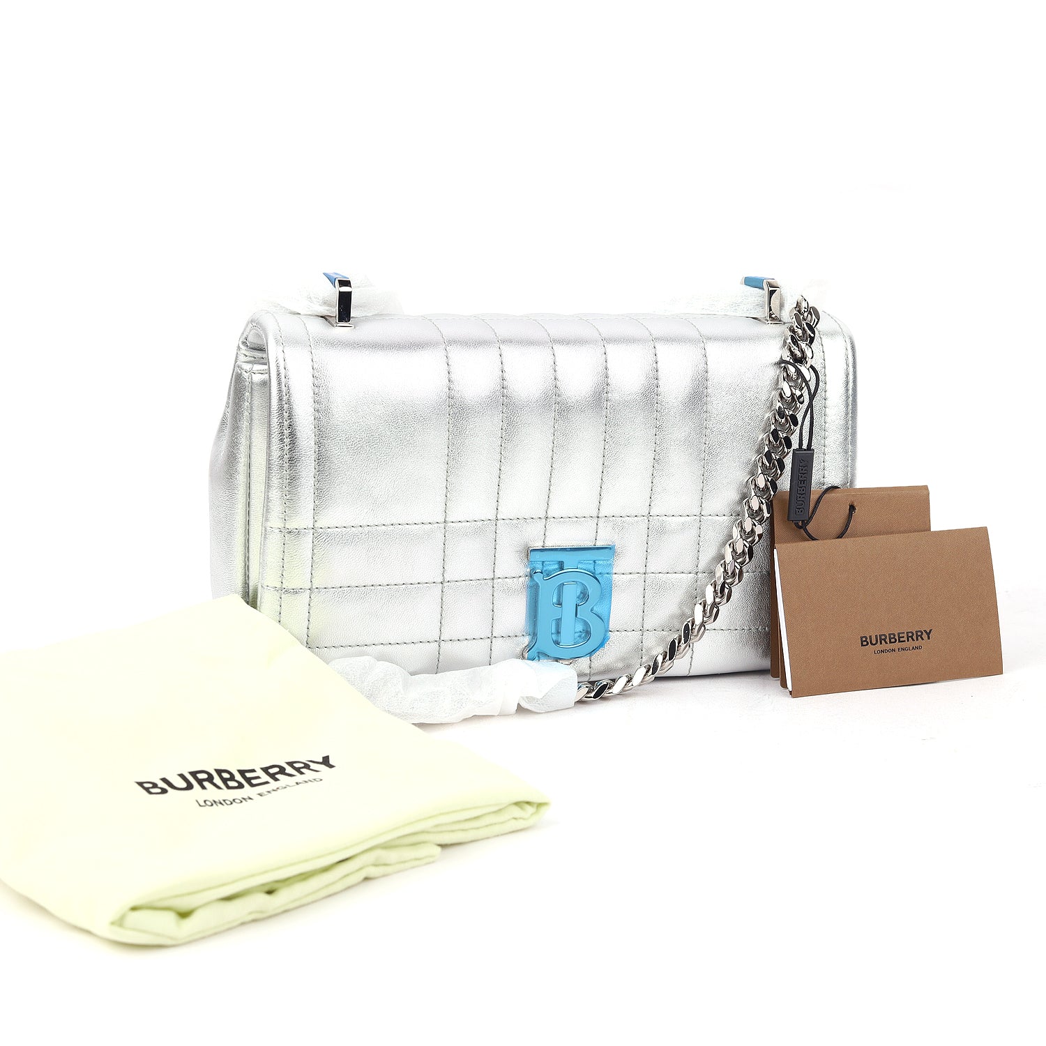 Burberry Lola Leather Silver Shoulder Bag