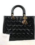 Cannage Patent Leather Large Lady Dior Tote