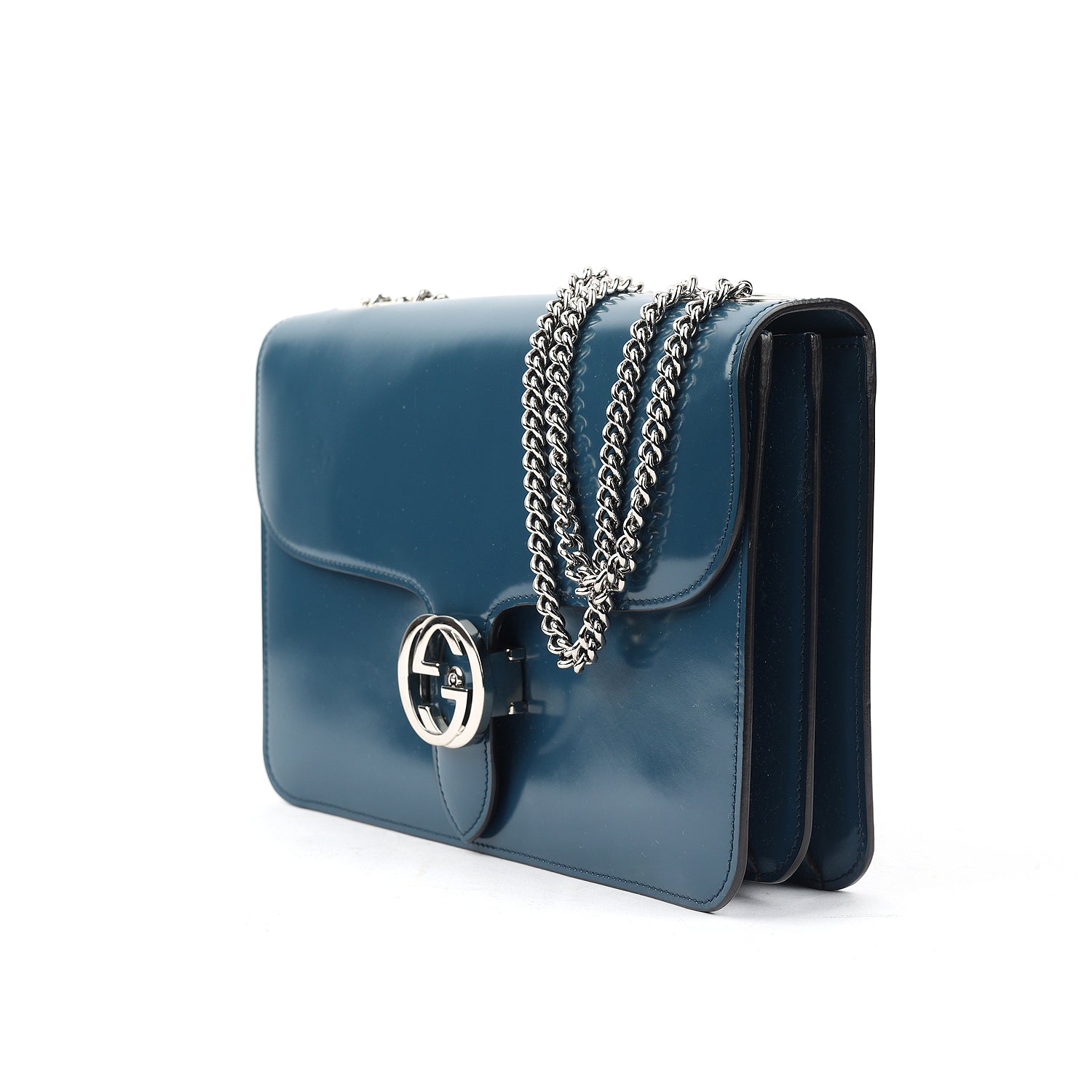 Patent Leather Interlocking GG Shoulder Bag