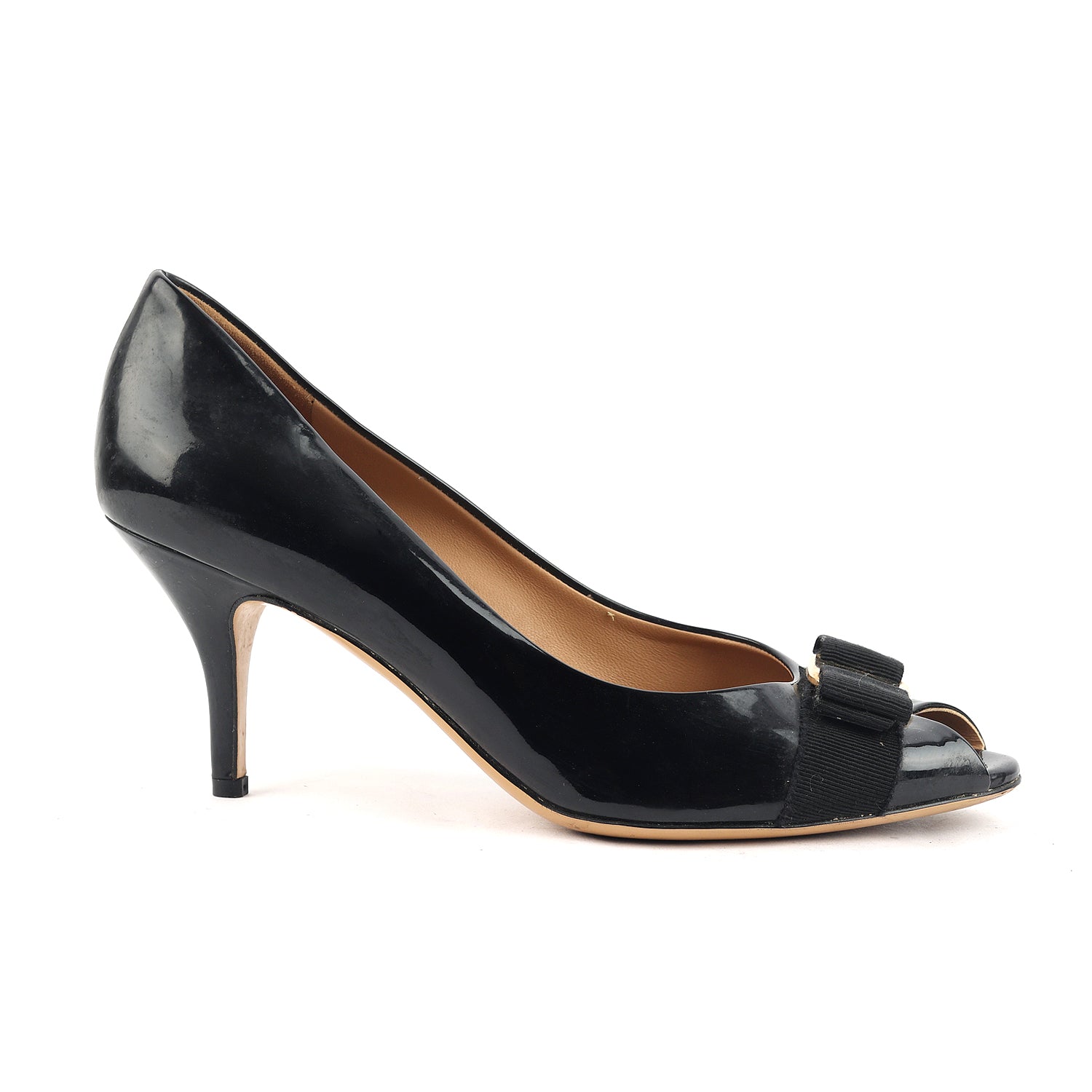 Patent Leather Vara Bow Peep Toe Pumps