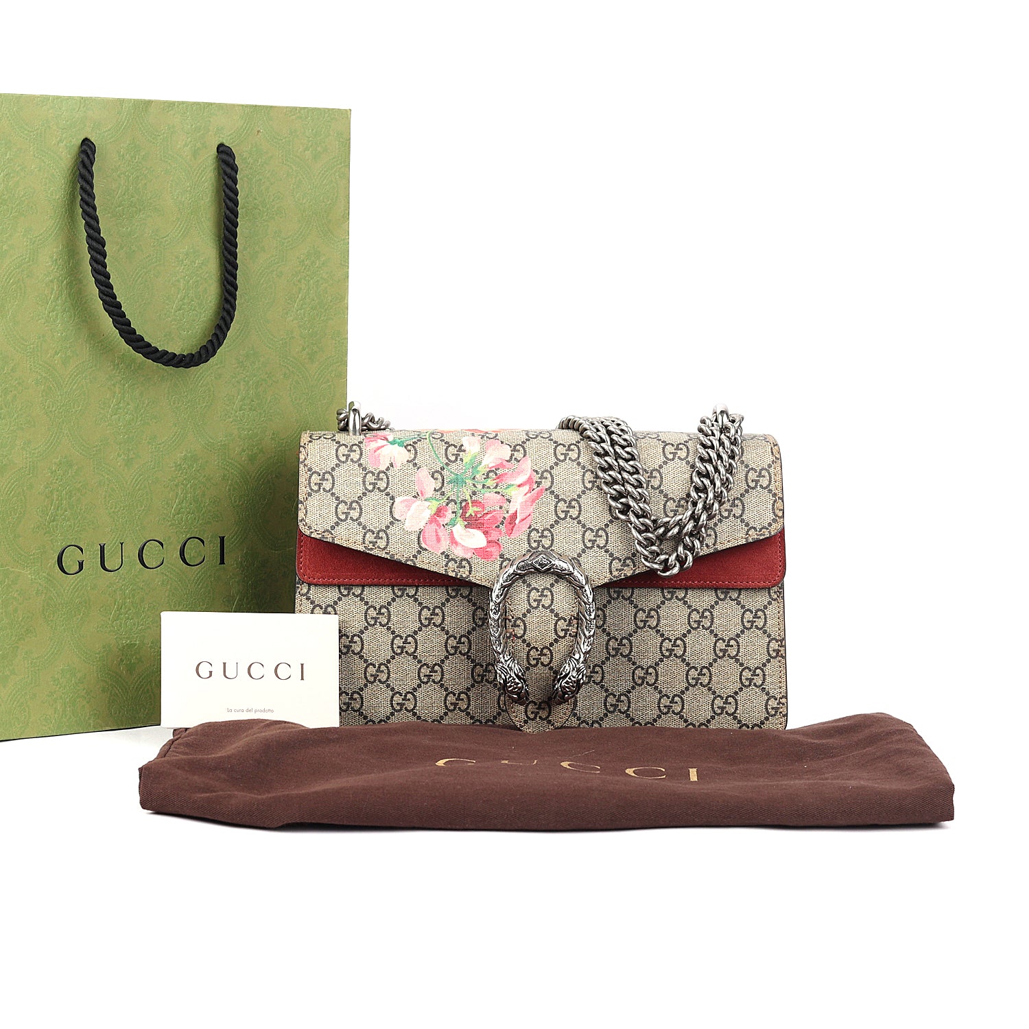 Gucci Supreme Canvas and Suede Blooms Dionysus Shoulder Bag