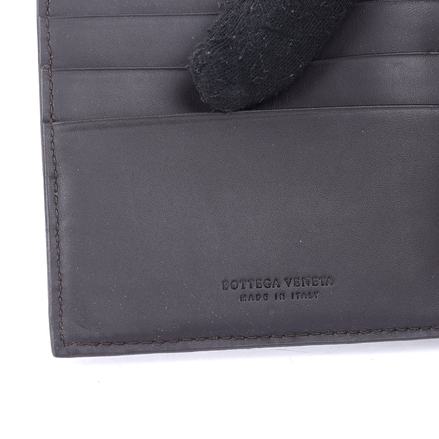 Intrecciato Leather Money Clip Bifold Wallet
