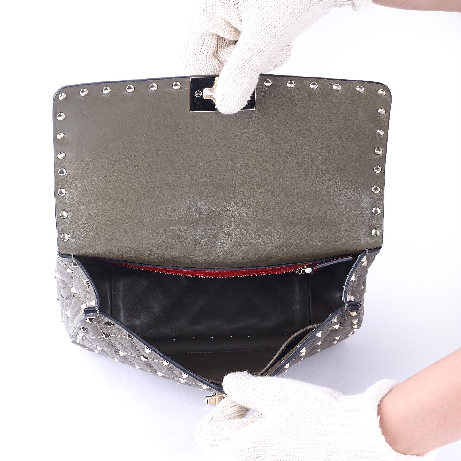Leather Rockstud Spike Chain Shoulder Bag