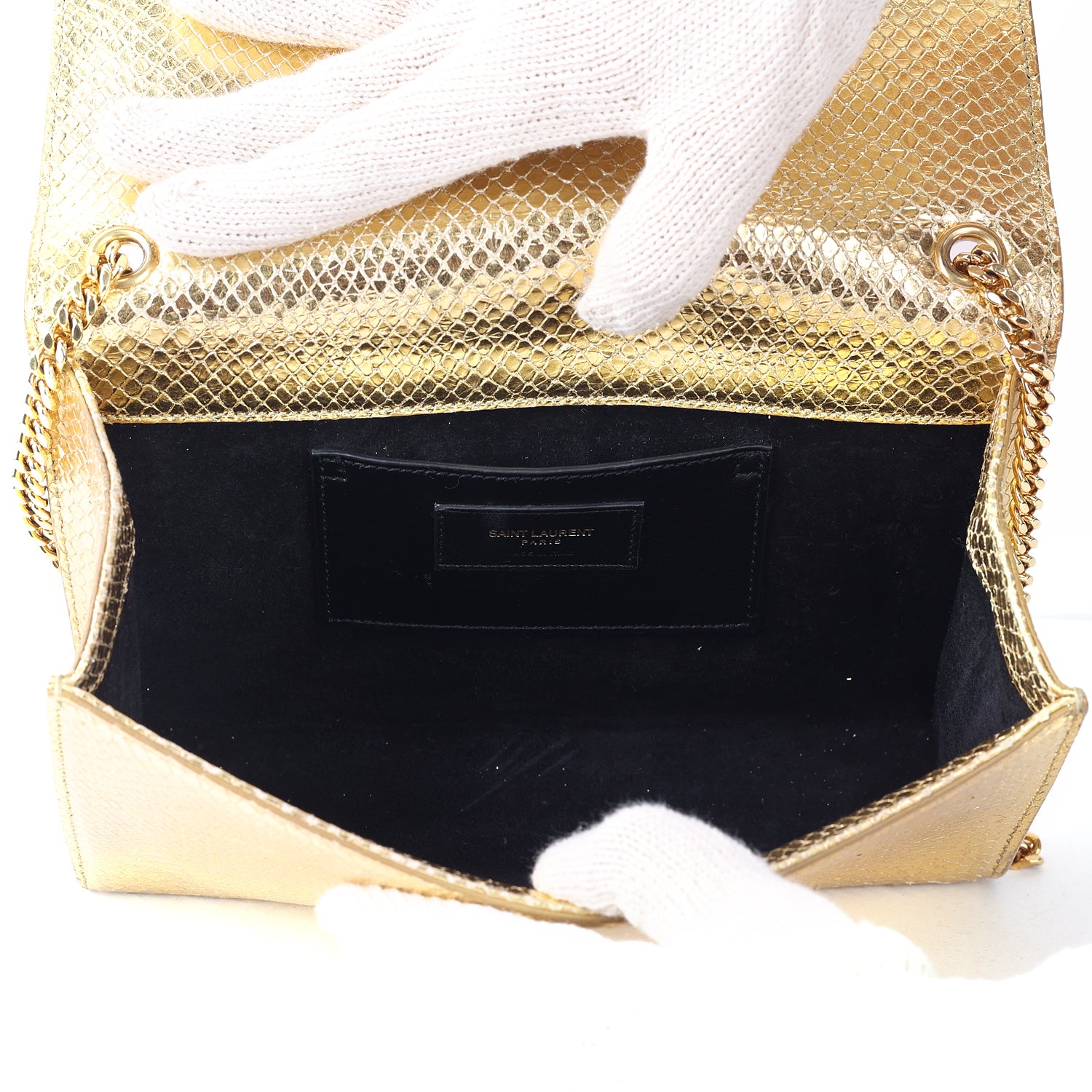 Python Embossed Leather Tassel Crossbody Bag