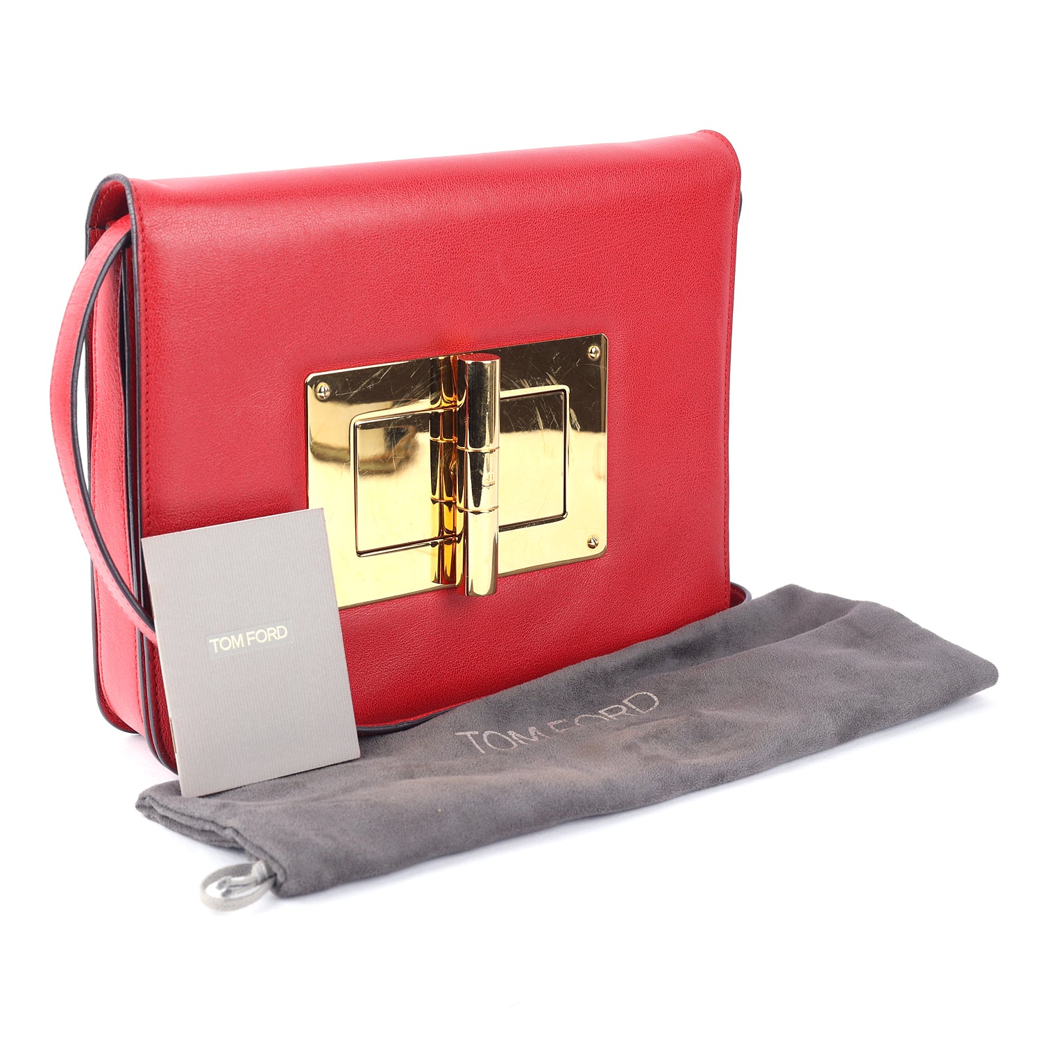 Tom Ford Red Leather Large Natalia Shoulder Bag