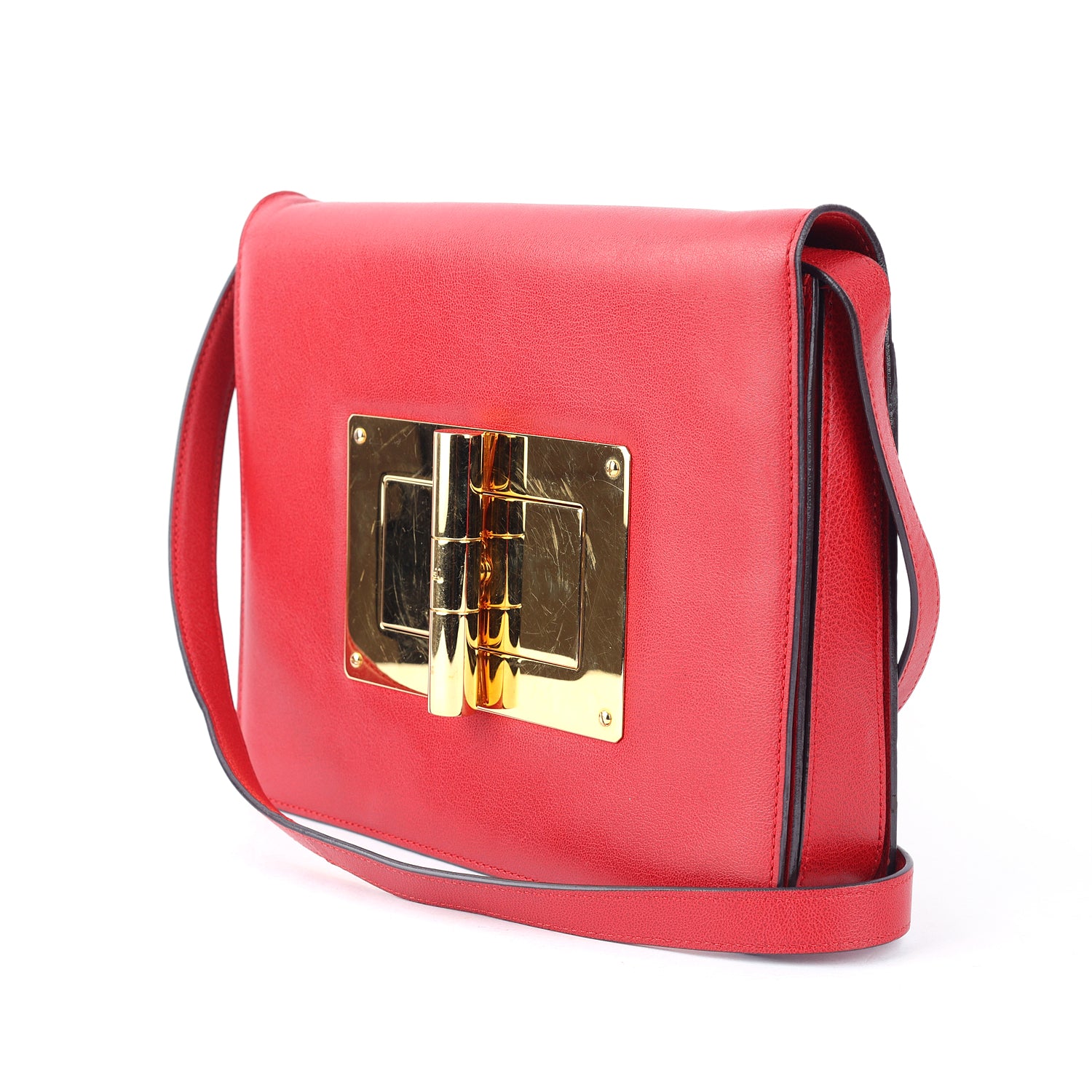 Tom Ford Red Leather Large Natalia Shoulder Bag