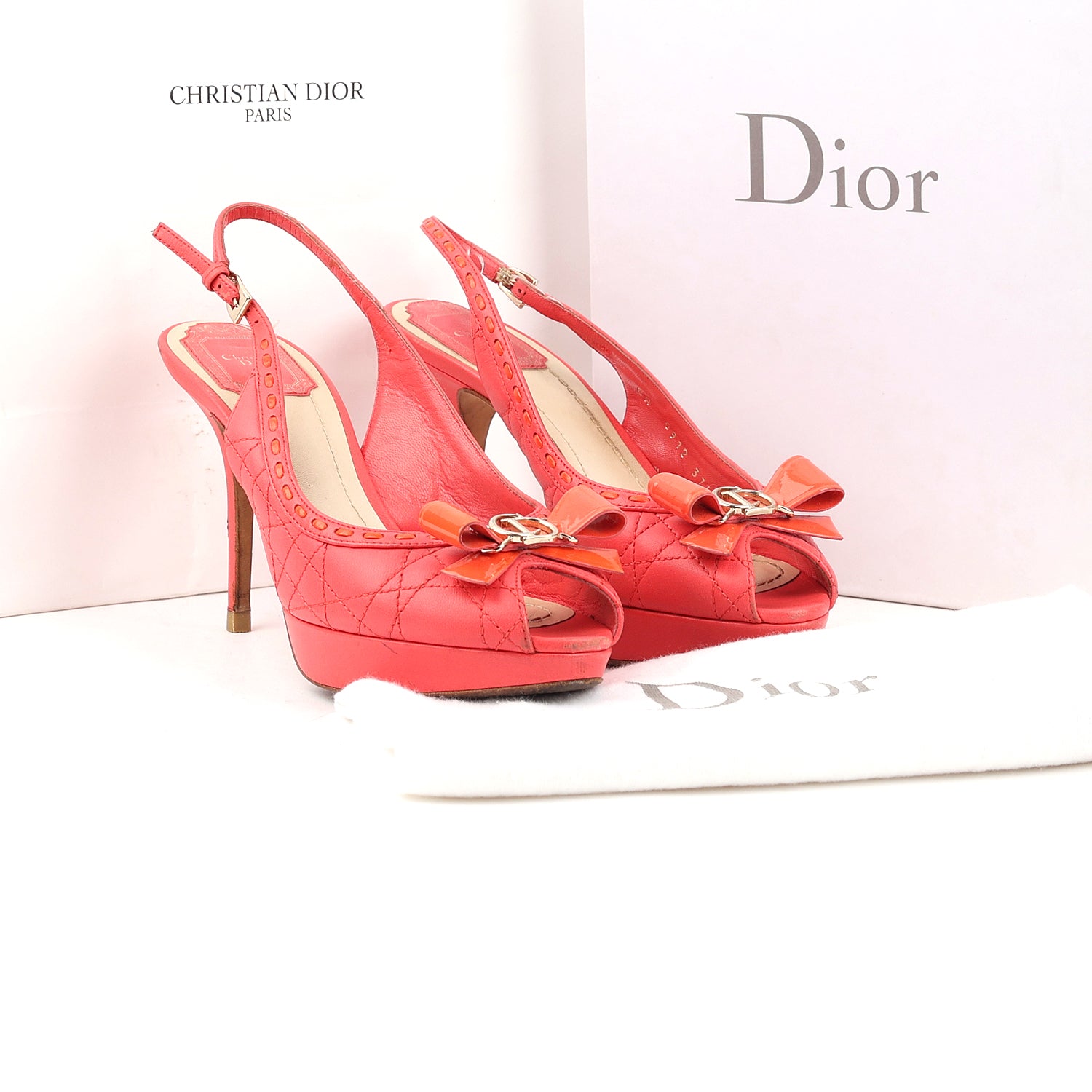 Christian Dior Leather Peep Toe Pumps