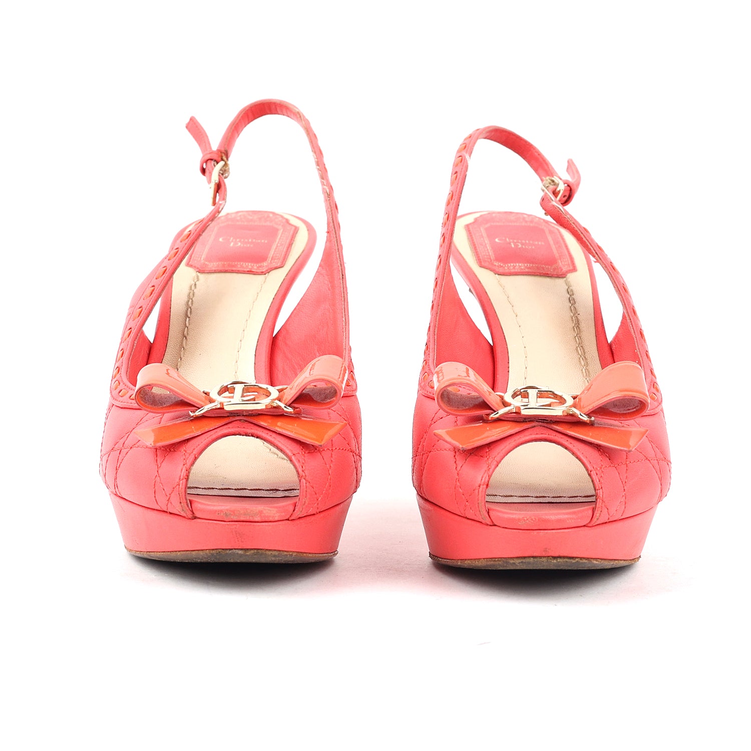 Christian Dior Leather Peep Toe Pumps
