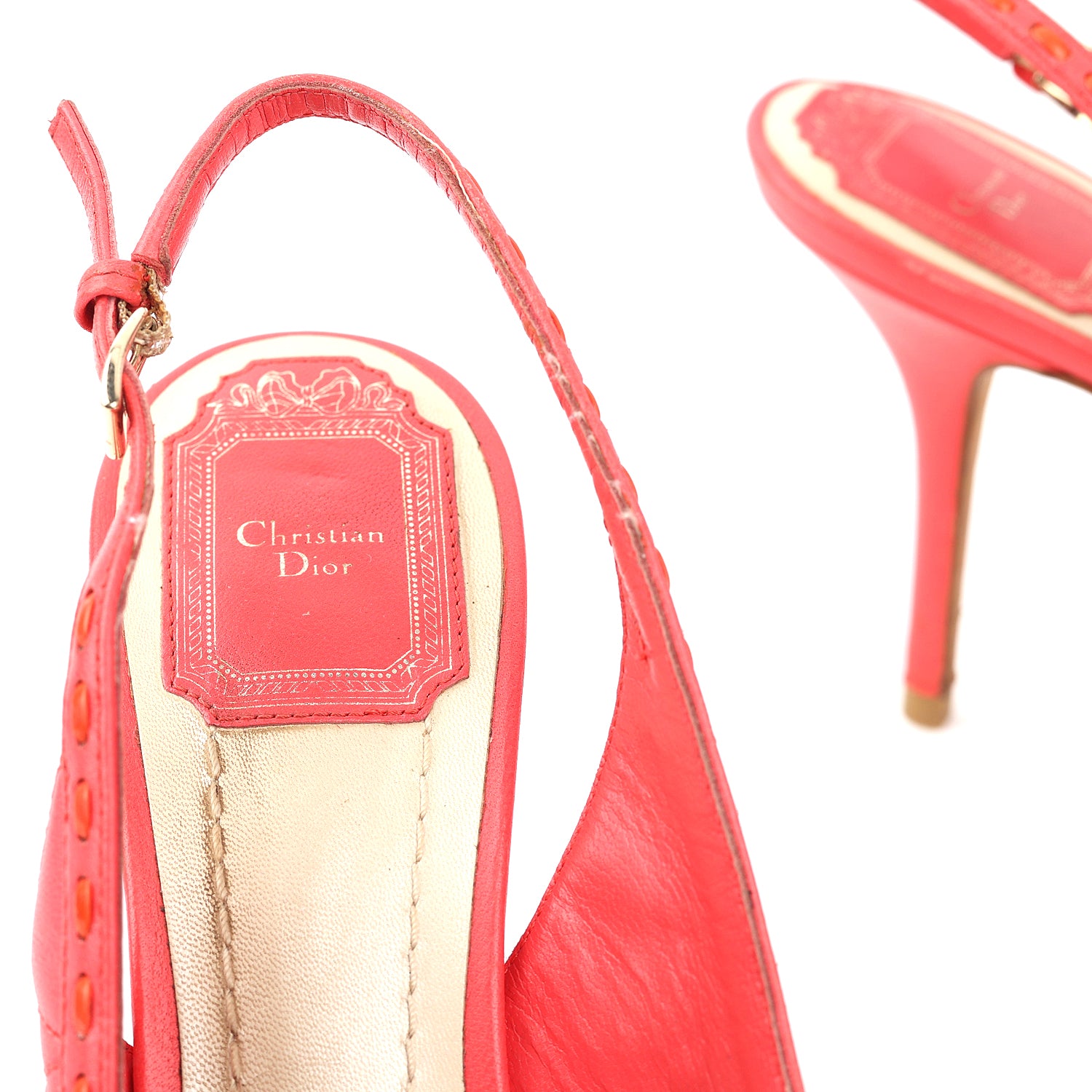 Christian Dior Leather Peep Toe Pumps