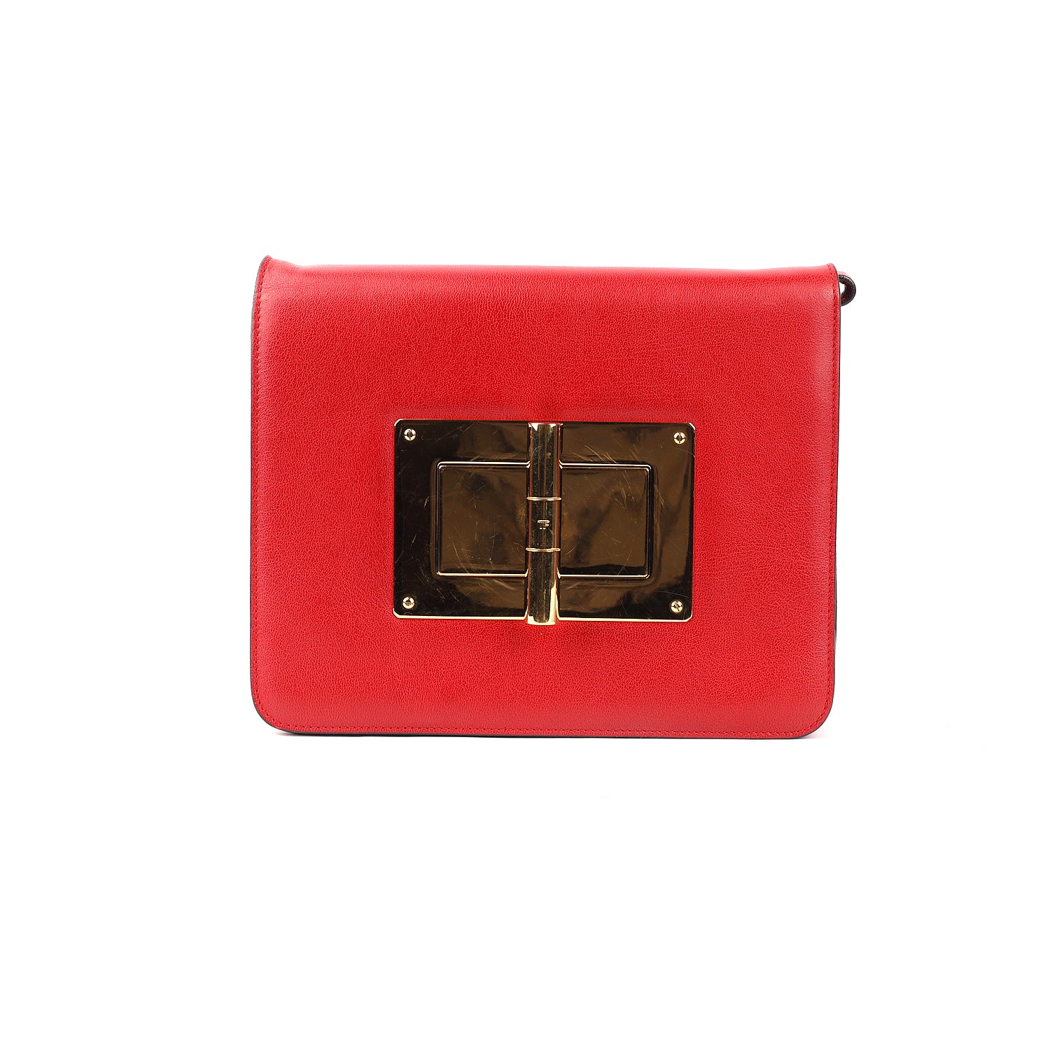 Tom Ford Red Leather Large Natalia Shoulder Bag