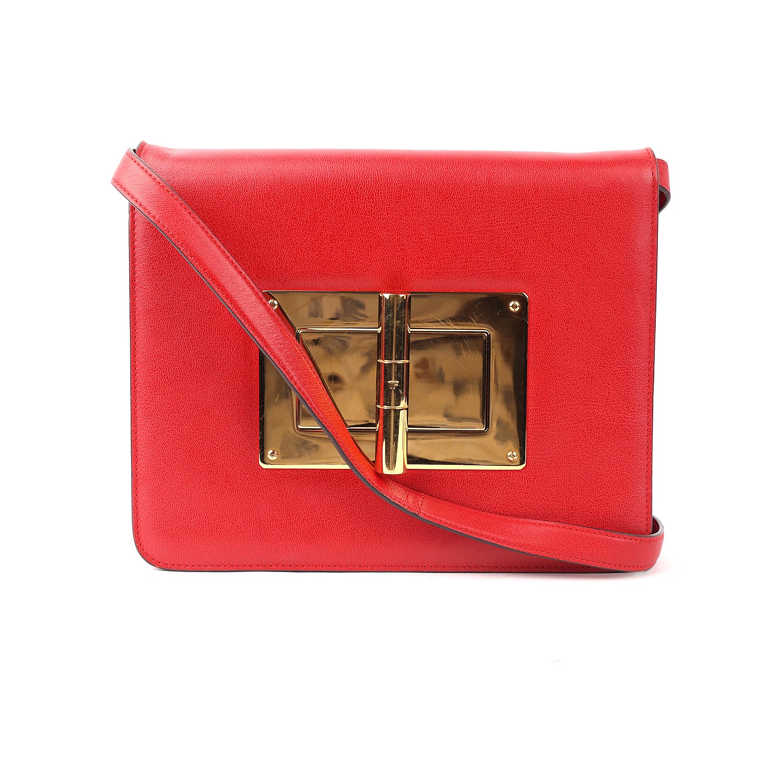 Tom Ford Red Leather Large Natalia Shoulder Bag