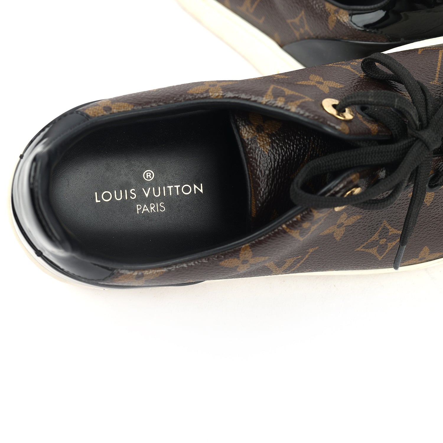 Louis Vuitton Monogram Canvas &amp; Patent Leather Sneakers EU-39