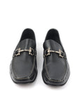 Black Leather Gancini Bit Loafers